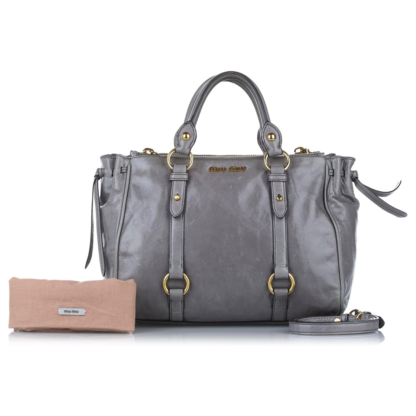 Vitello leather crossbody bag Miu Miu Grey in Leather - 31503223