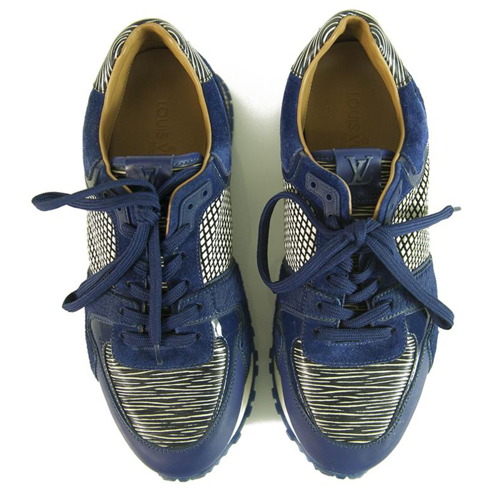 Sneakers Louis Vuitton Louis Vuitton Run Away Blue EPI Calf Leather Textile Sneakers with Calf Skin Fur 36,5