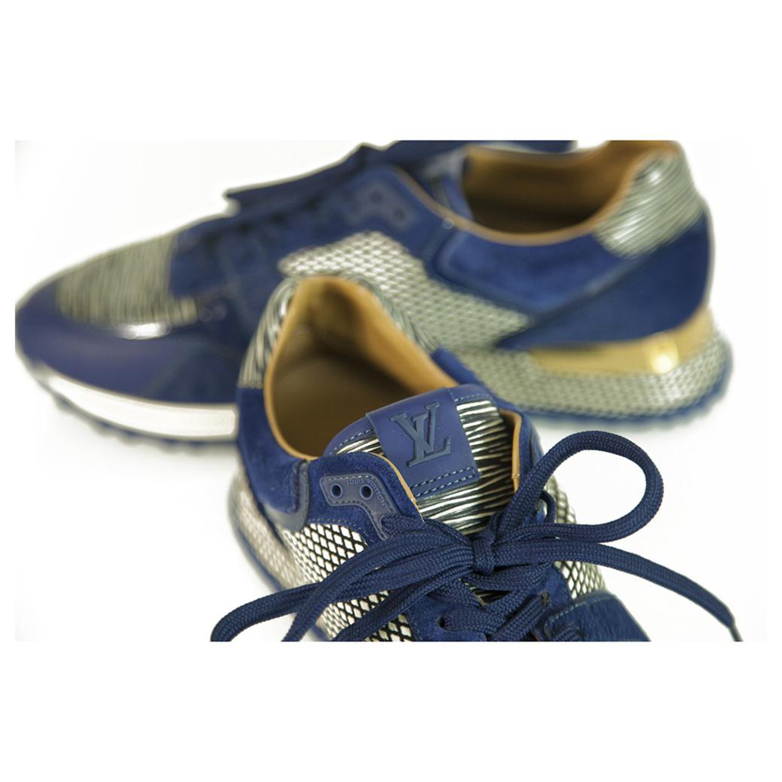 WMNS) LOUIS VUITTON Run Away Calfskin Sneakers Blue 1A5C2X - KICKS CREW