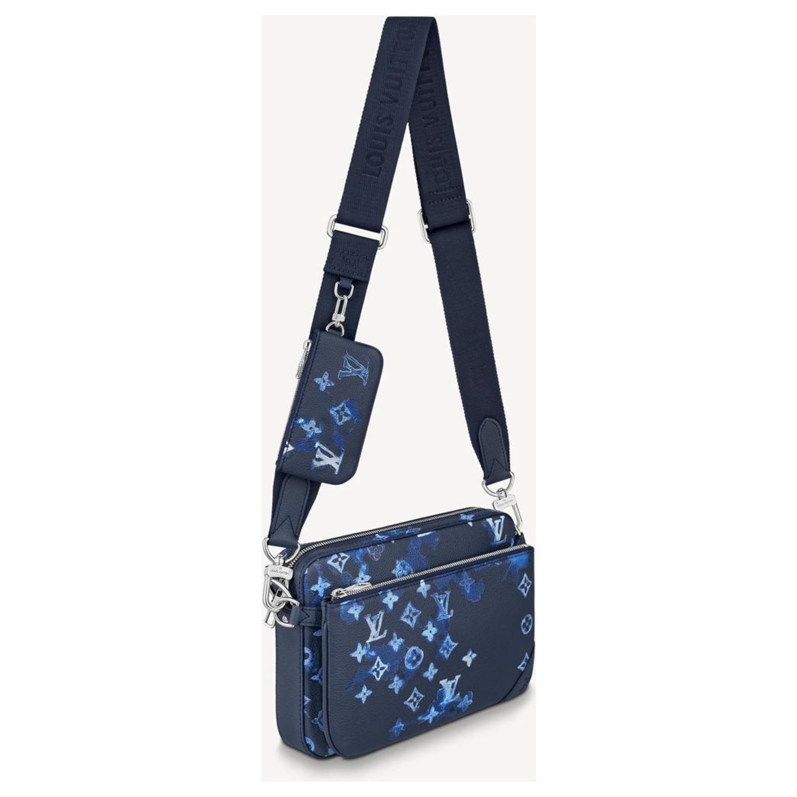 Louis Vuitton - Superbe Sac Messenger en cuir Taïga bleu - Catawiki