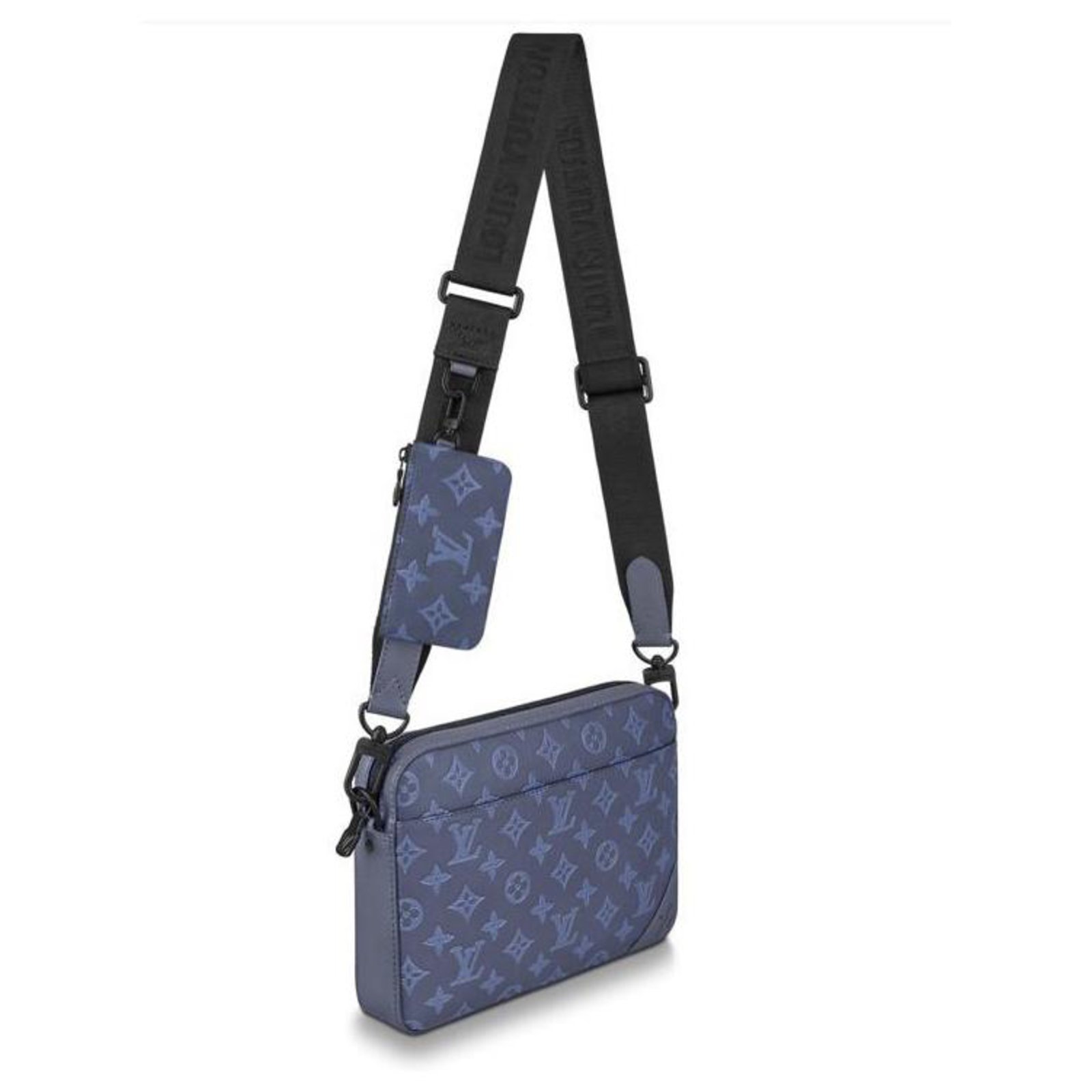 Very Chic Louis Vuitton Messenger handbag in Navy blue Taïga leather, SHW  For Sale at 1stDibs