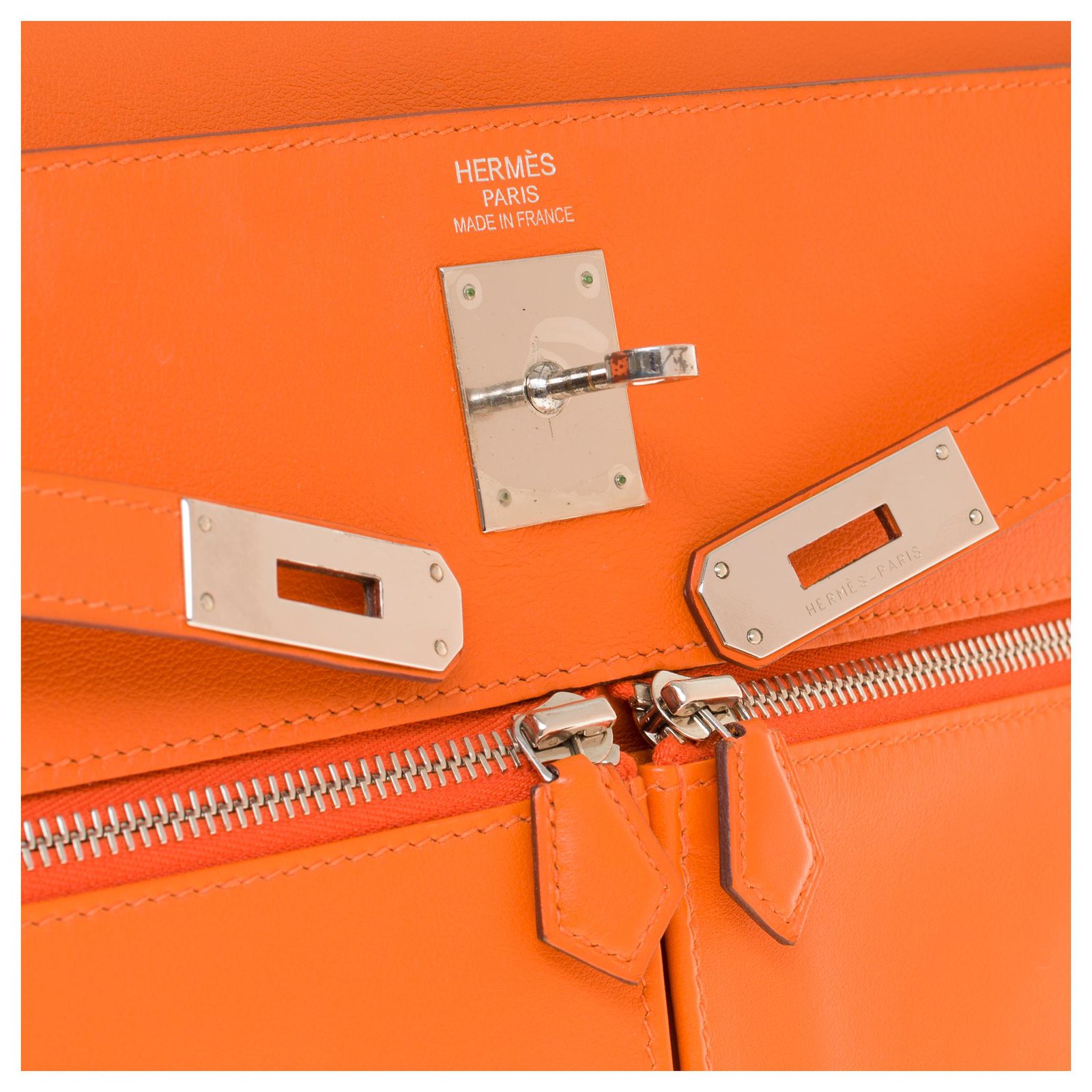 Hermes 35cm Orange Swift Leather Palladium Plated Hardware Birkin