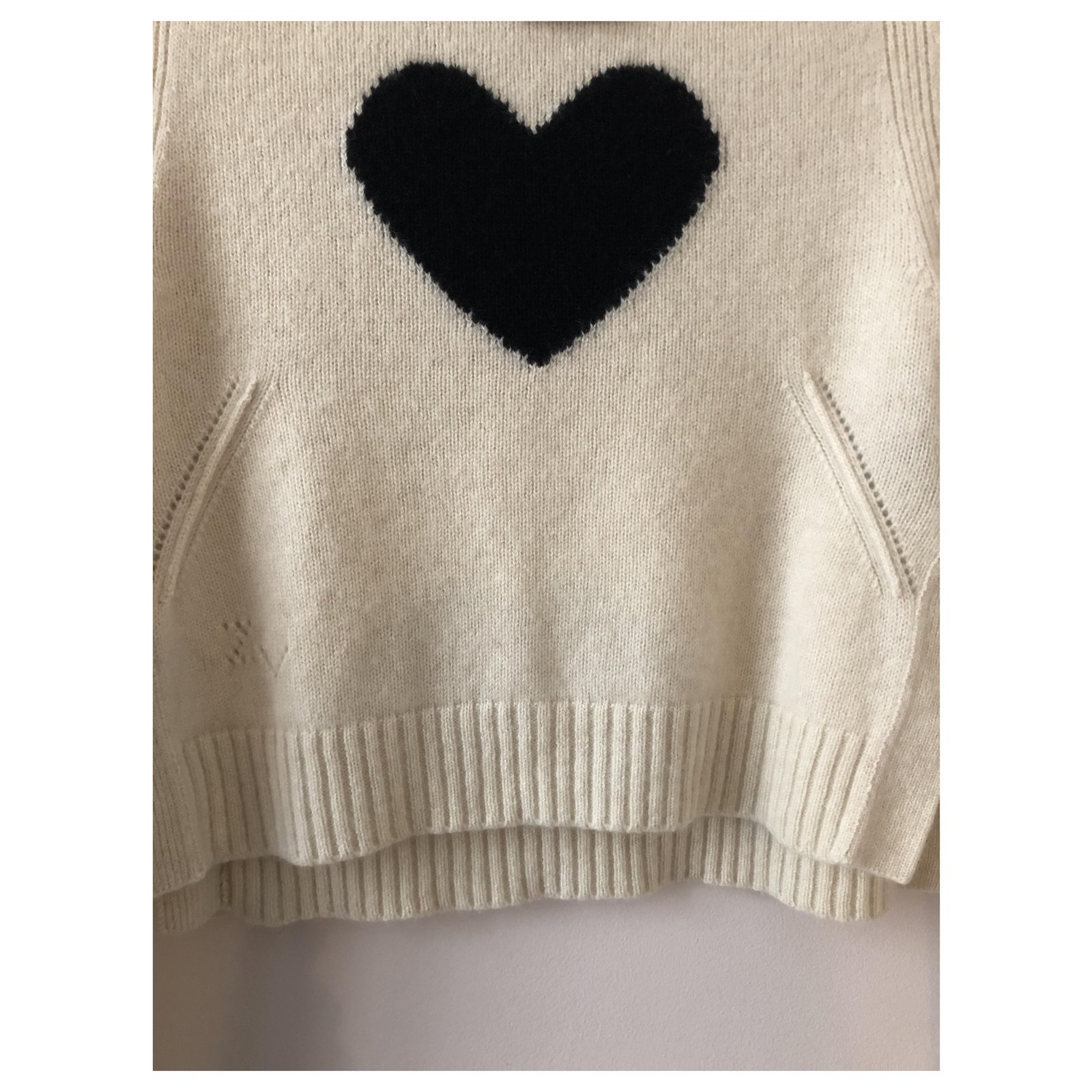 Zadig & Voltaire Zadig et Voltaire Lili Heart cashmere sweater size 34  Black Eggshell ref.275966 - Joli Closet