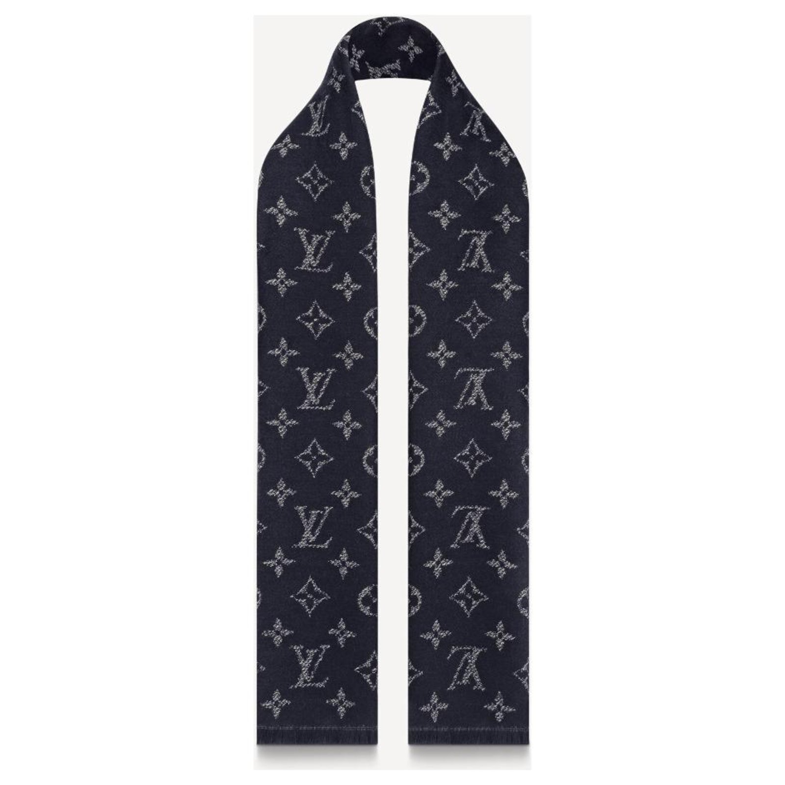 Scialle Louis Vuitton Denim blu Seta Lana ref.184395 - Joli Closet