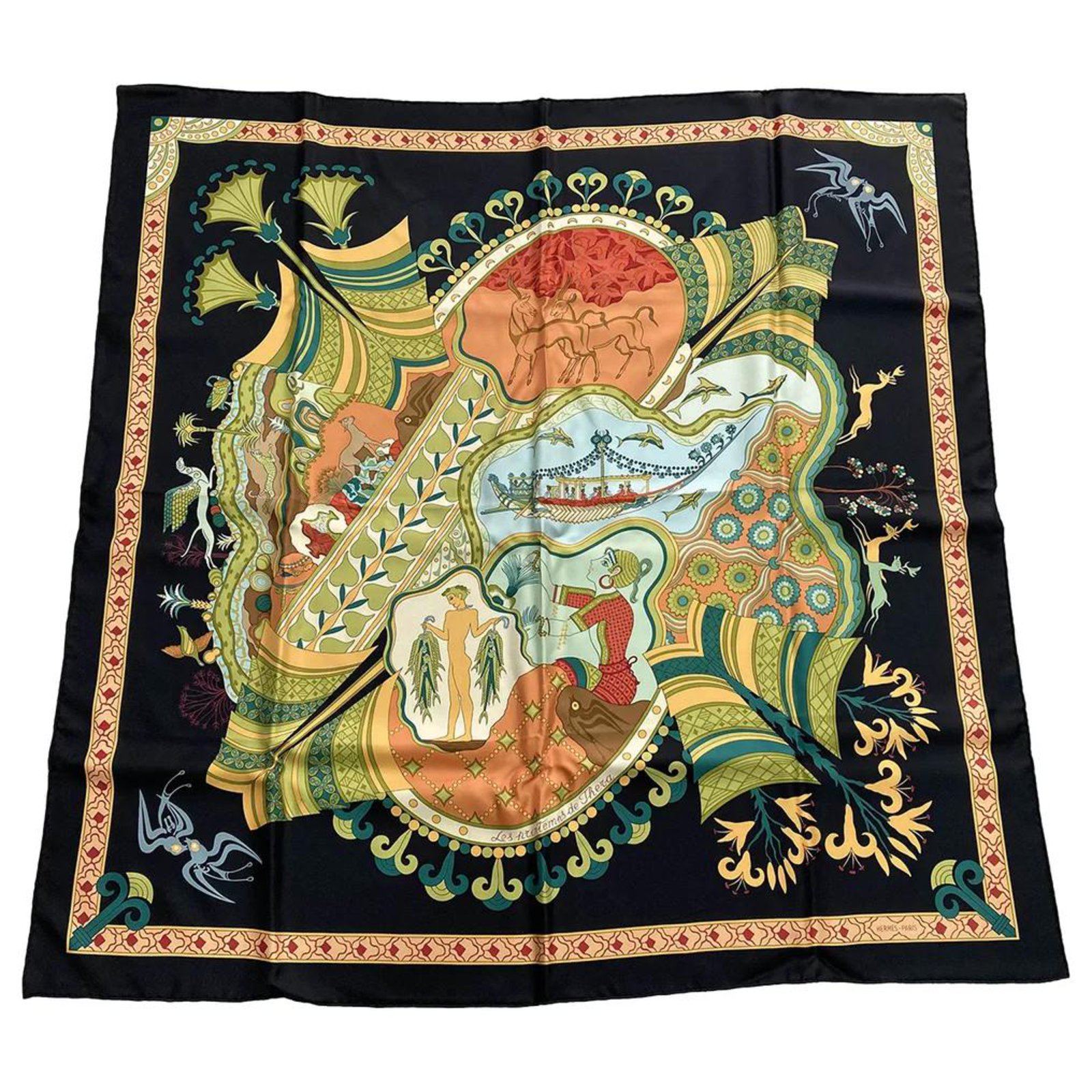 Hermès Silk scarves Black ref.276044 - Joli Closet