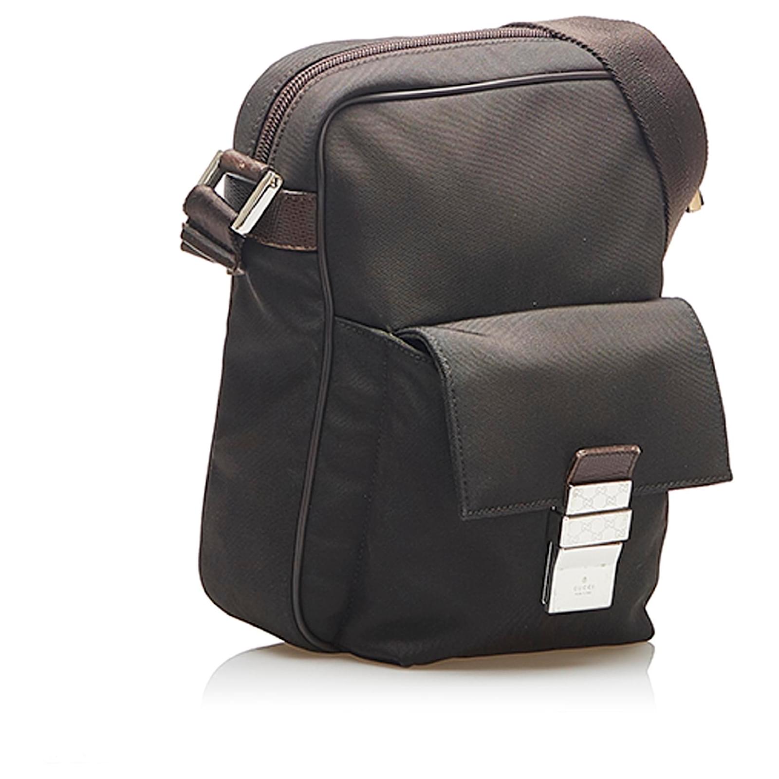 Gucci Brown Canvas Crossbody Bag Dark brown Leather Cloth Ponystyle