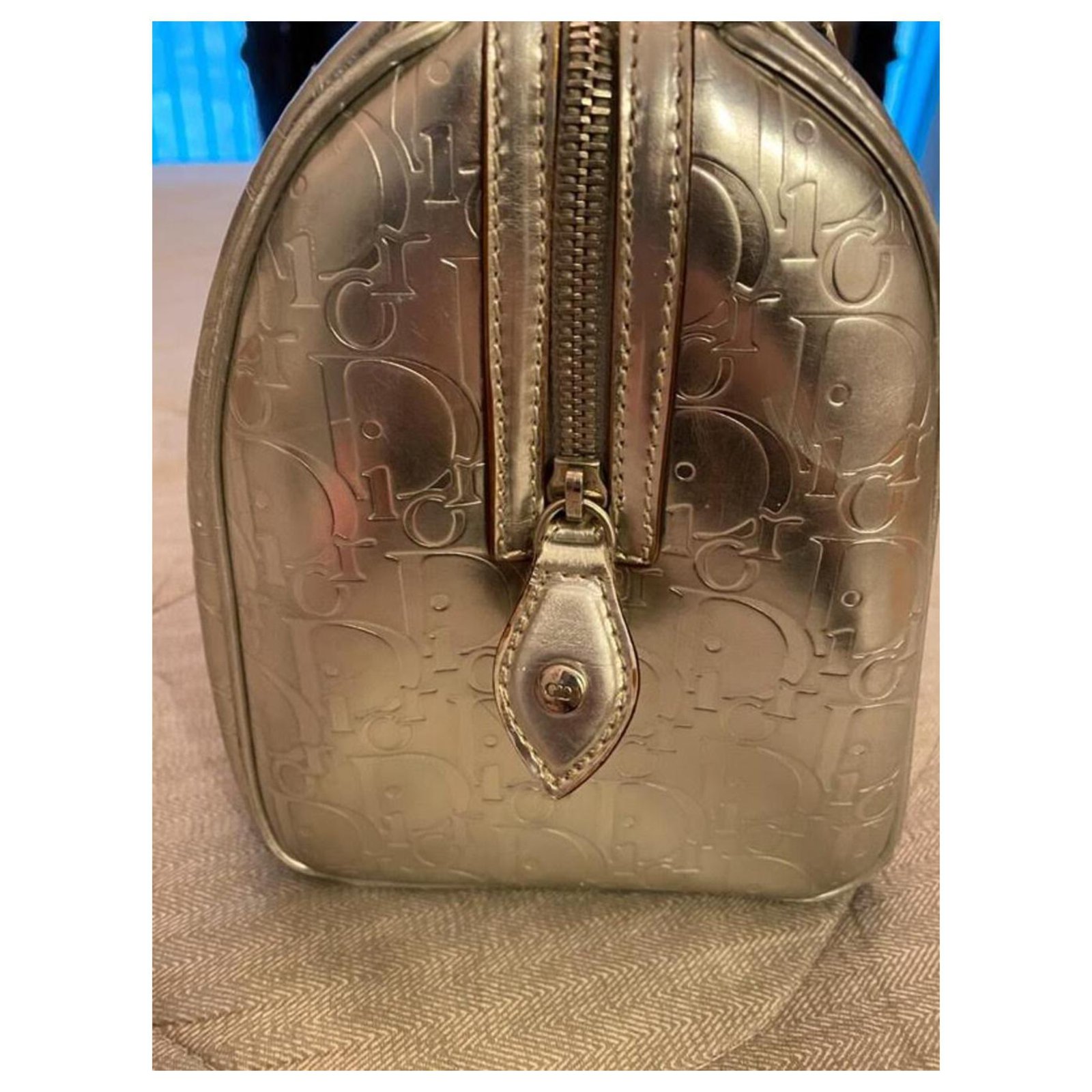 christian dior monogram Boston speedy bag bowling bad logo silver Silvery  Leather ref.277447 - Joli Closet