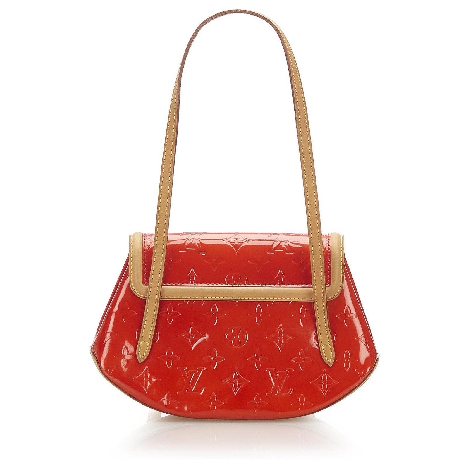 Louis Vuitton Red Vernis Biscayne Bay PM Brown Light brown Leather