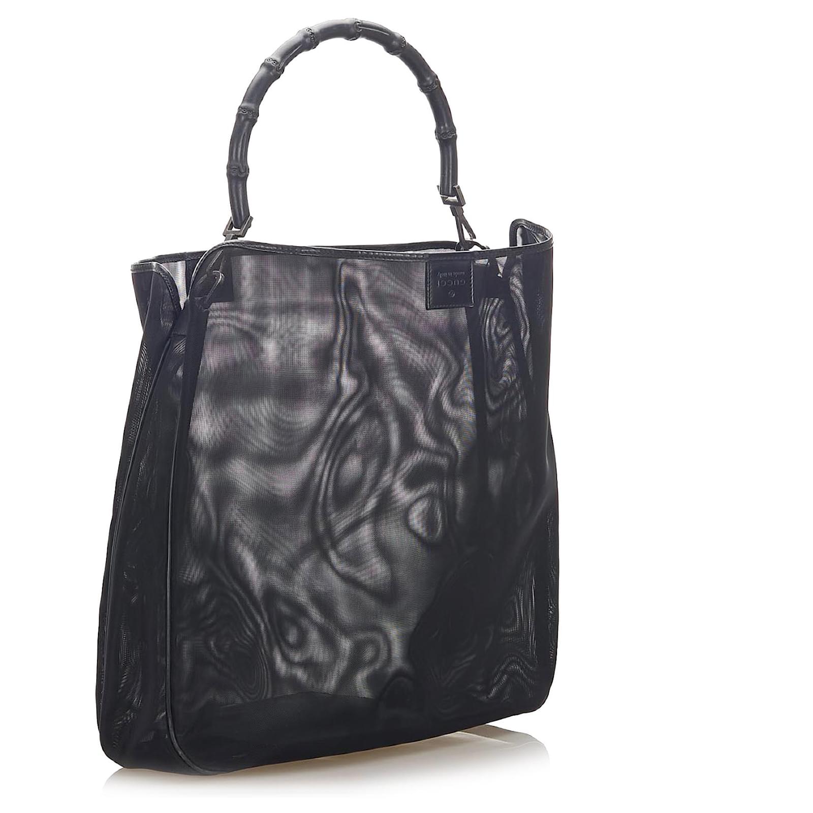 超話題新作 Mesh Bamboo Black Gucci Tote Closet Joli - ref.277695 Cloth Bag ショルダーバッグ