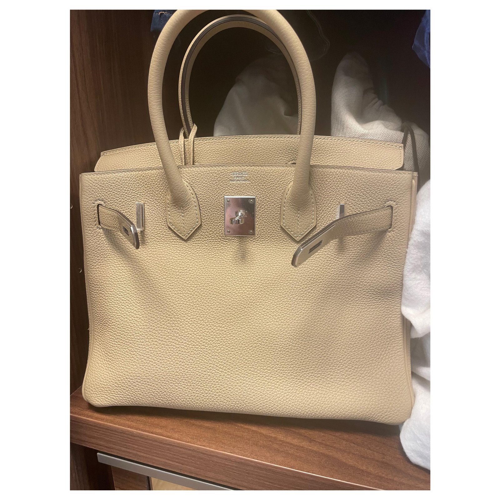 Acapulco Hermès Birkin 30 HERMES TOGO COLOR TRENCH Beige Leather ref.277961  - Joli Closet