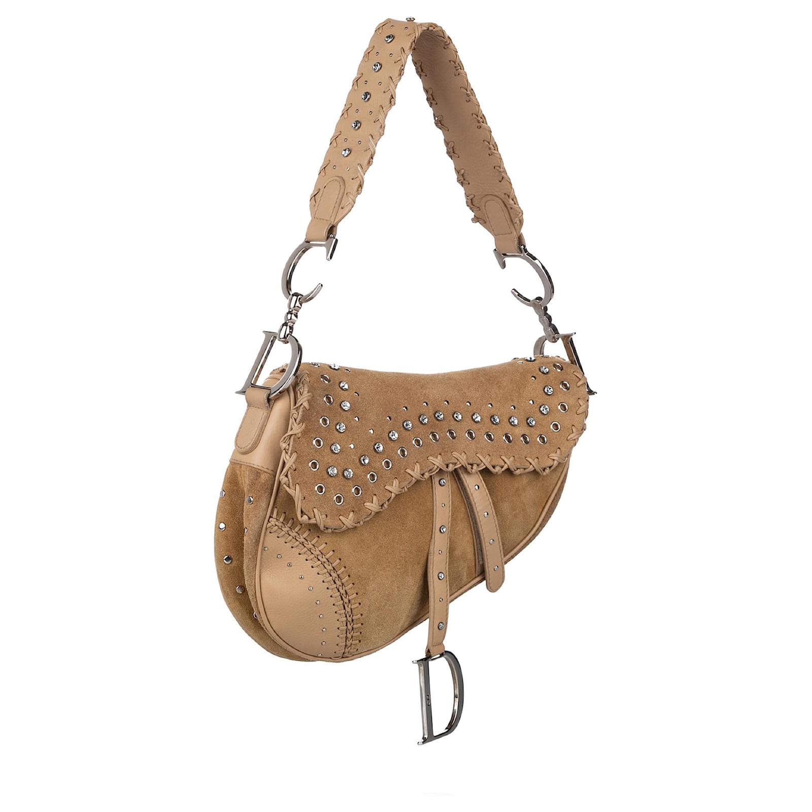 Dior Brown Suede Saddle Bag Leather ref.278047 Joli Closet