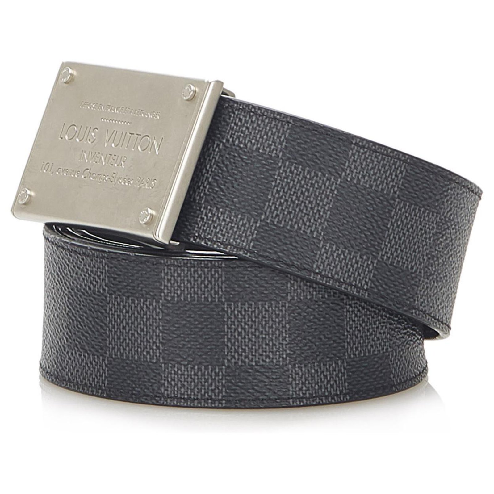 Louis Vuitton Belt Inventeur Damier Graphite Black/Grey in Canvas with  Silver-Tone - US