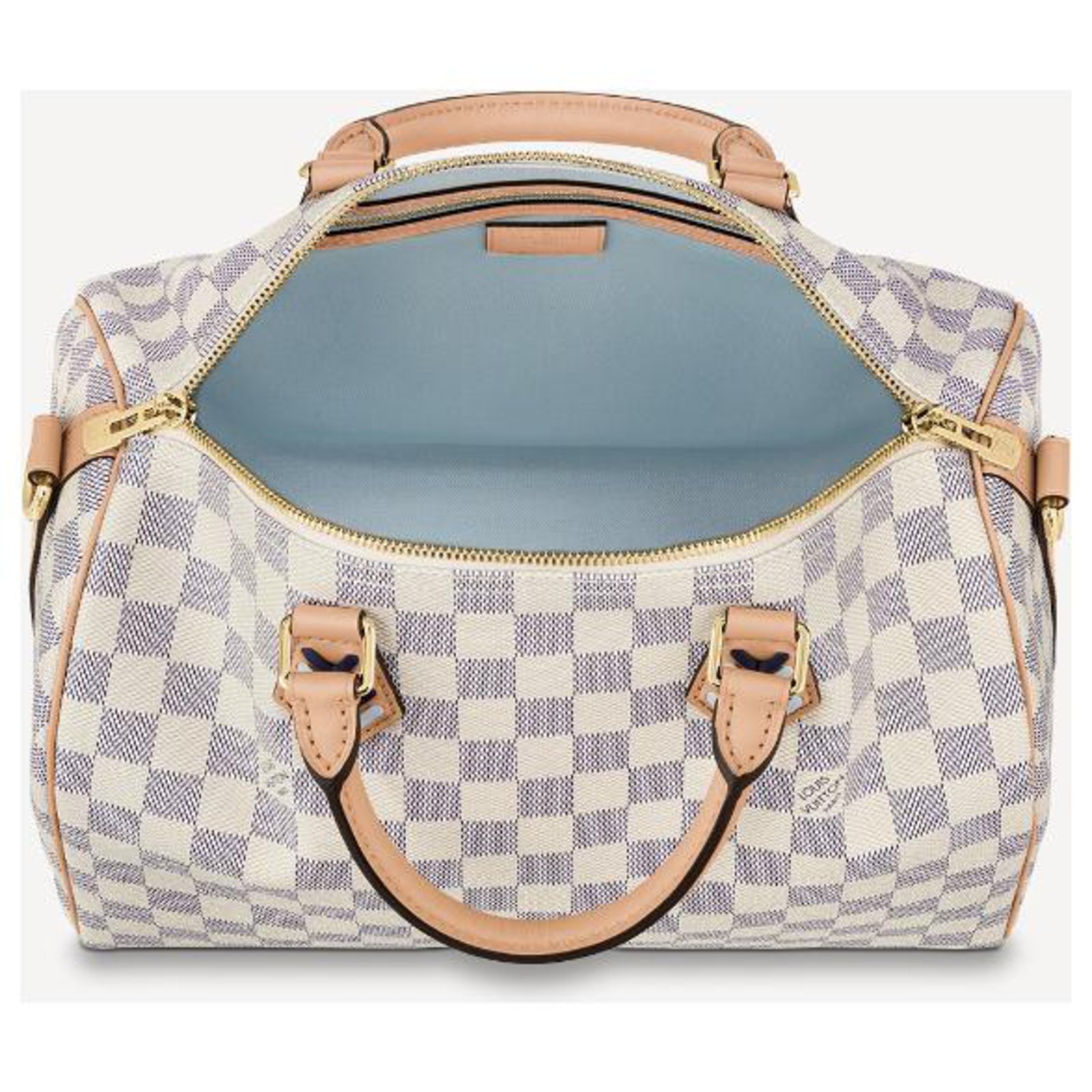 LOUIS VUITTON Braided Speedy 30 Damier Azur Satchel Bag White