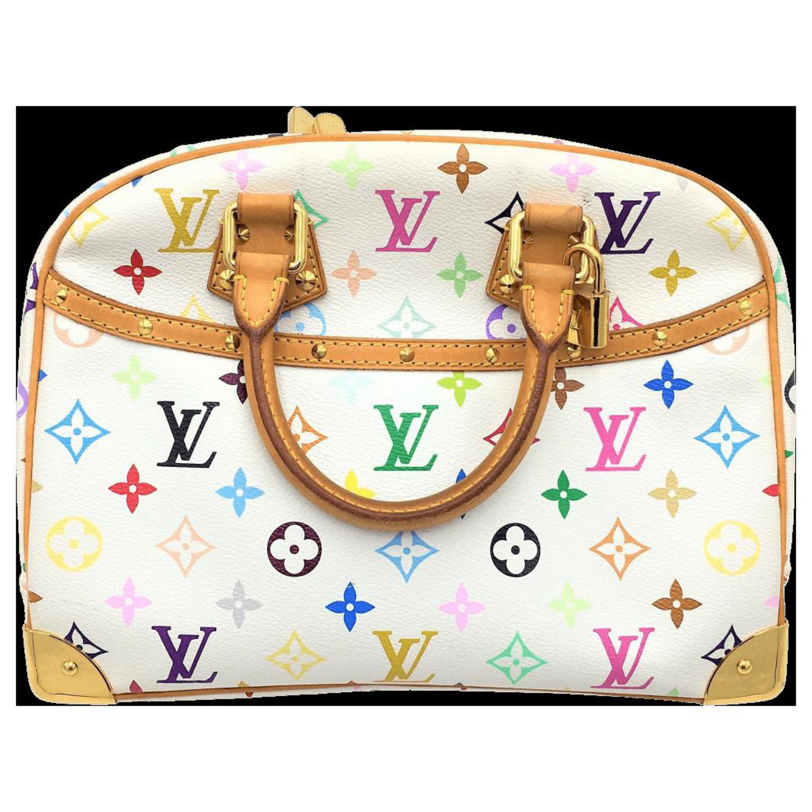 Louis Vuitton, Bags, Louis Vuitton Trouville White Multicolor Canvas  Handbag