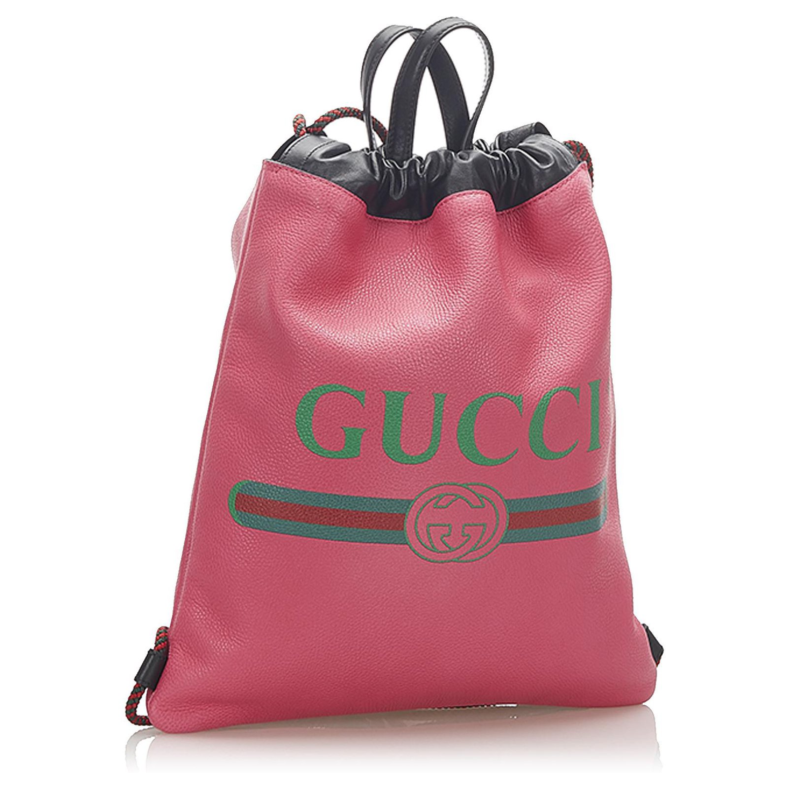 Gucci Pink Logo Drawstring Leather Backpack Multiple colors Pony