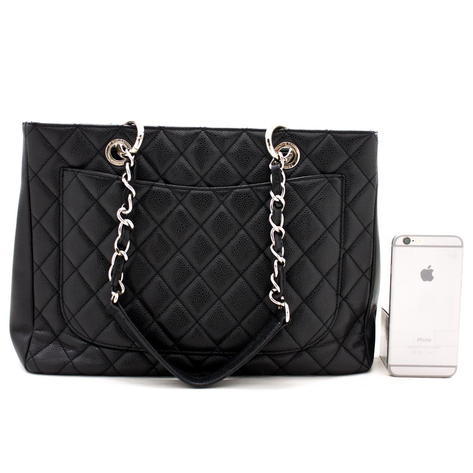 CHANEL Caviar GST 13 Grand Shopping Tote Chain Shoulder Bag Black Leather  ref.204924 - Joli Closet