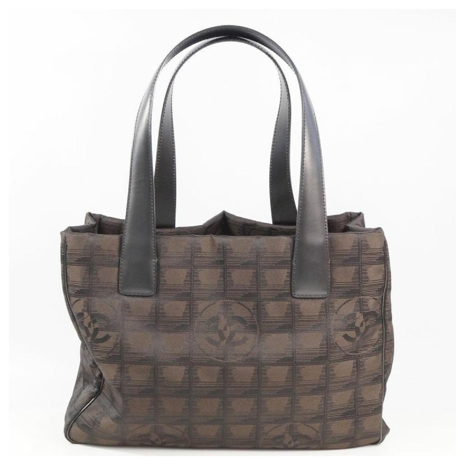 CHANEL New Travel Line tote PM Womens tote bag A20457 dark brown x black  Leather Nylon ref.283919 - Joli Closet