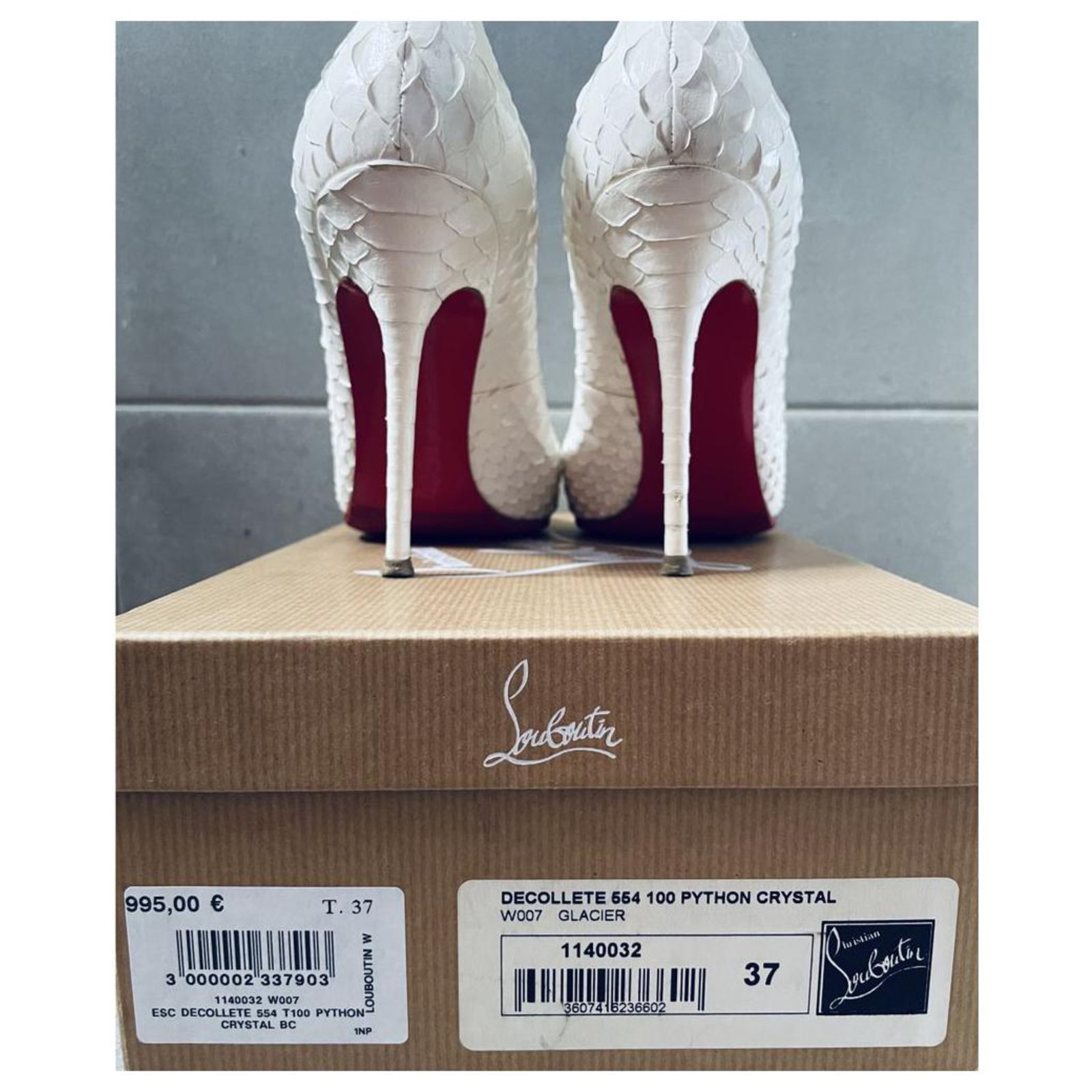 Christian Louboutin Decollete 554 Python crystal white glacier