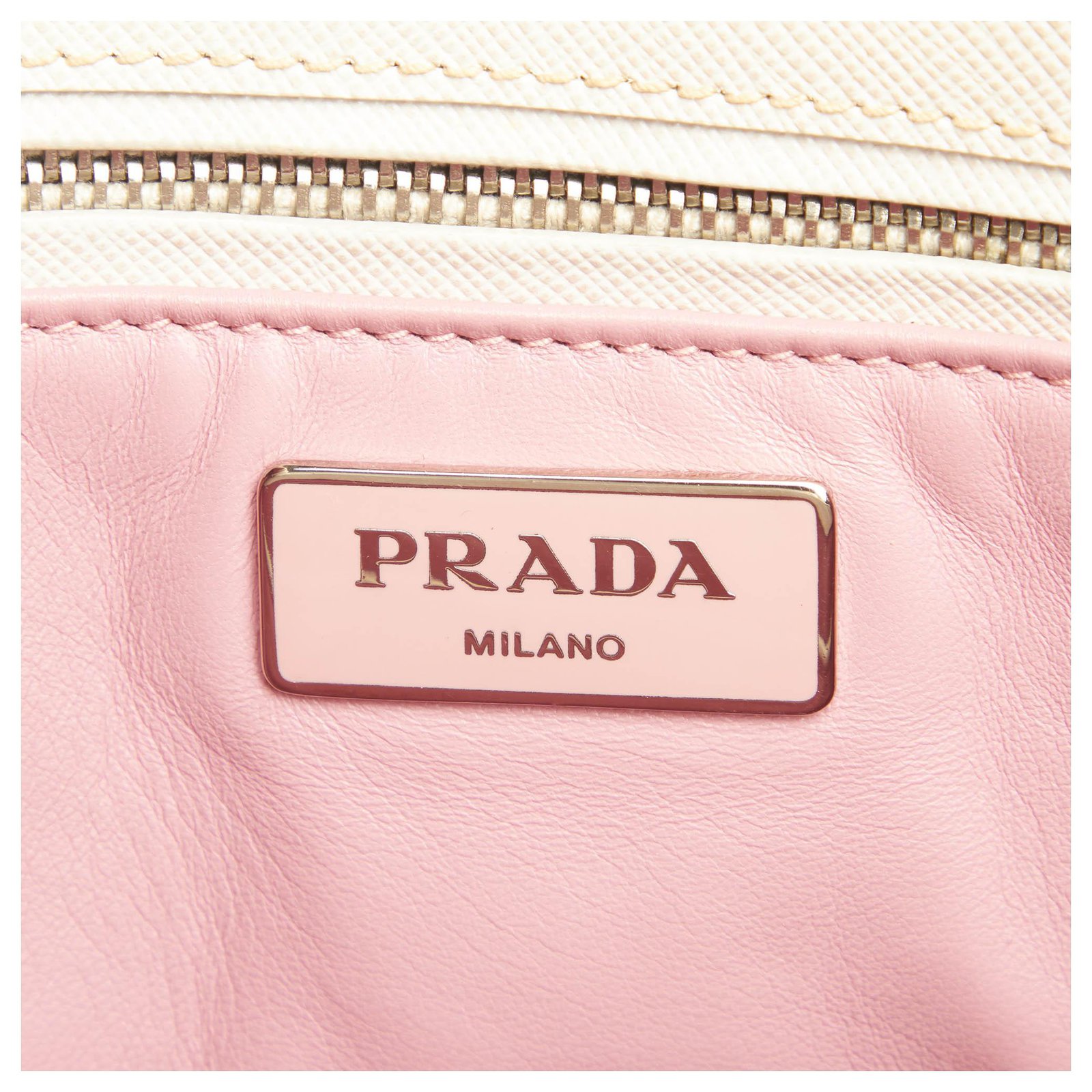 Prada White Saffiano Galleria Satchel Pink Leather Pony-style calfskin  ref.284650 - Joli Closet