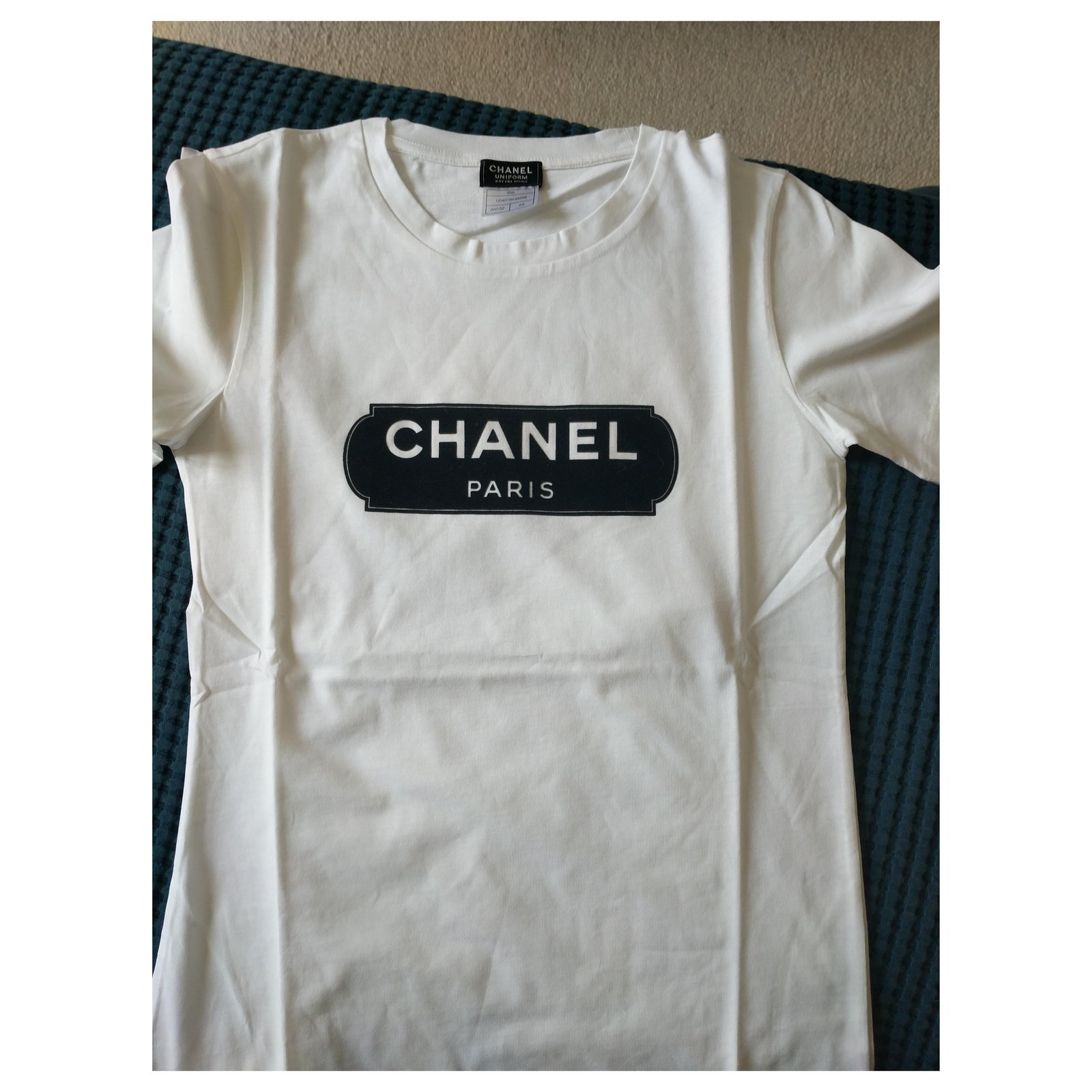 Chanel White Cotton Long Sleeve Velvet Detail Gabrielle T Shirt S Chanel   TLC