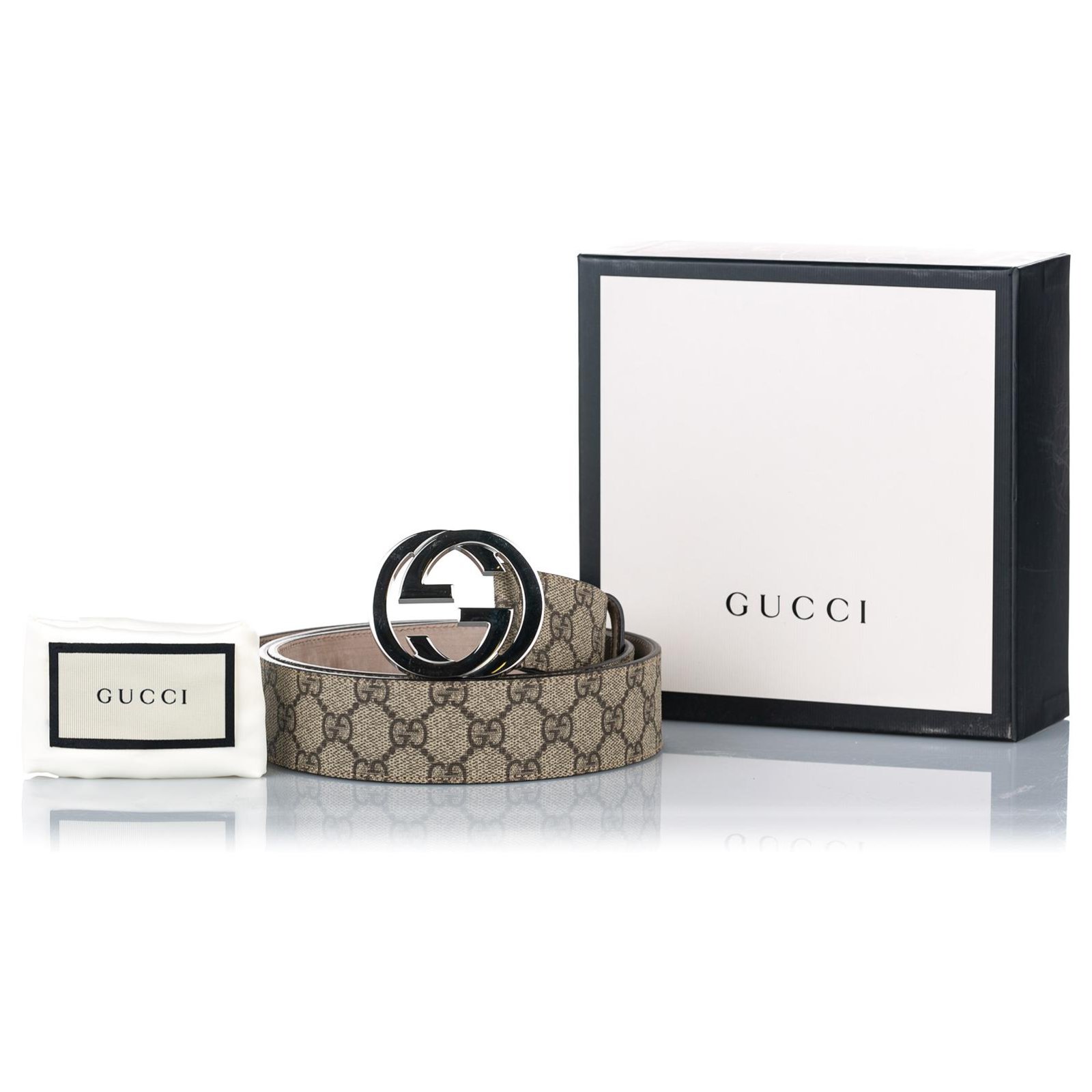 GUCCI: belt in GG Supreme fabric - Beige  Gucci belt 411924 KGDHN online  at