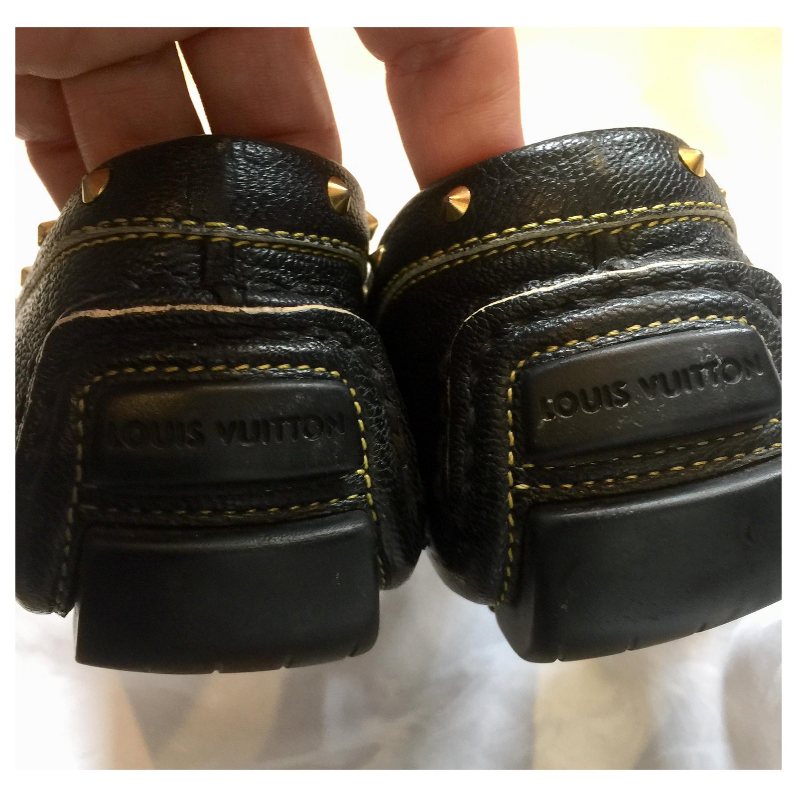 Louis Vuitton studded Monte Carlo loafers Black Gold hardware Leather  ref.288388 - Joli Closet