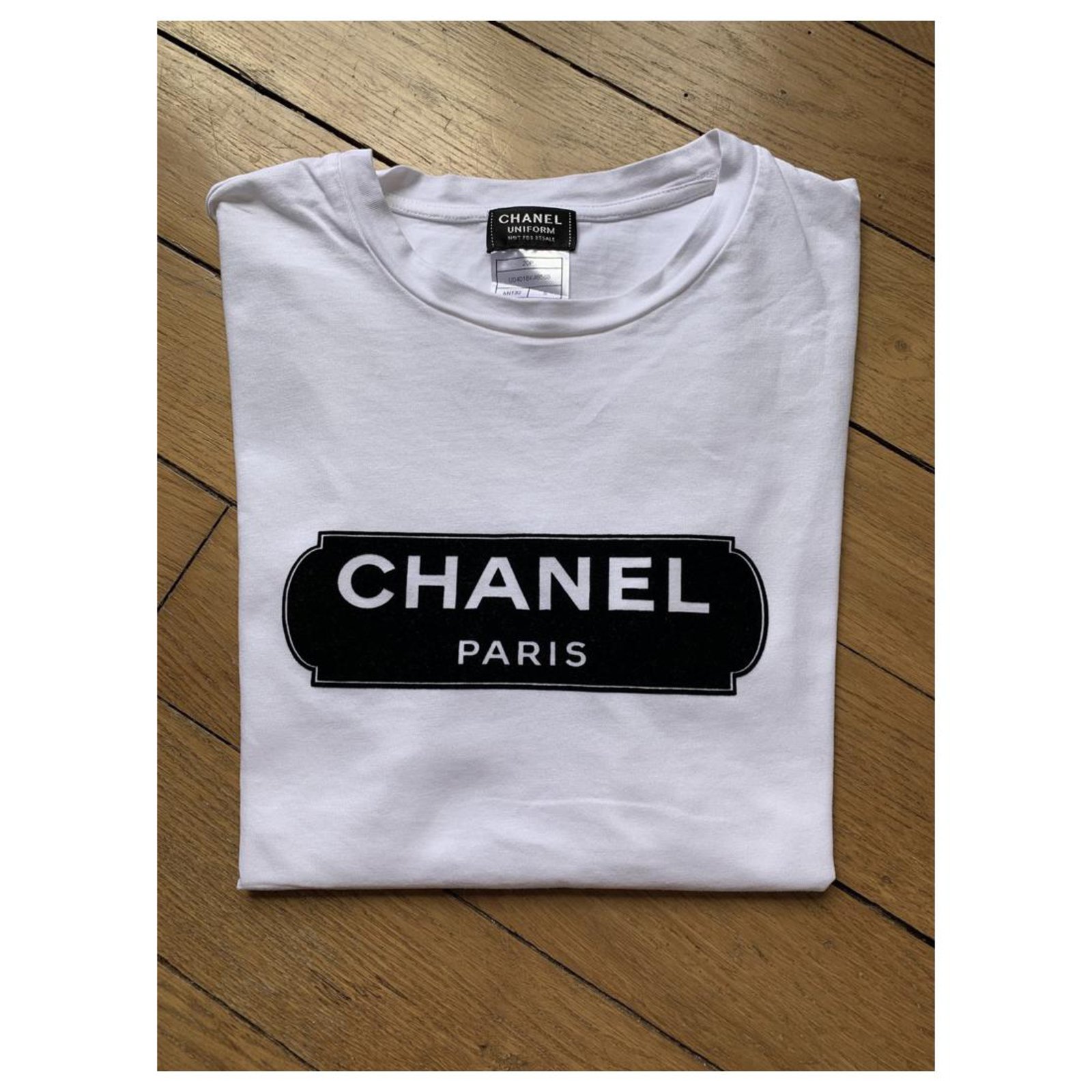 Chanel T-Shirt Schwarz Weiß Baumwolle Lammfell ref.289200 - Joli Closet
