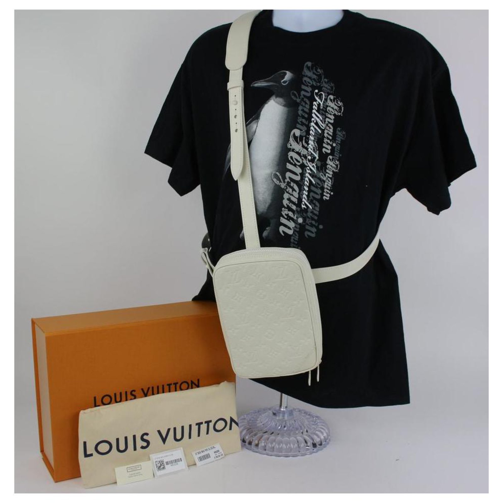 Louis Vuitton (Ultra Rare) Runway Ss19 Virgil Abloh Utility Side 4lz1023  White Leather Cross Body Bag