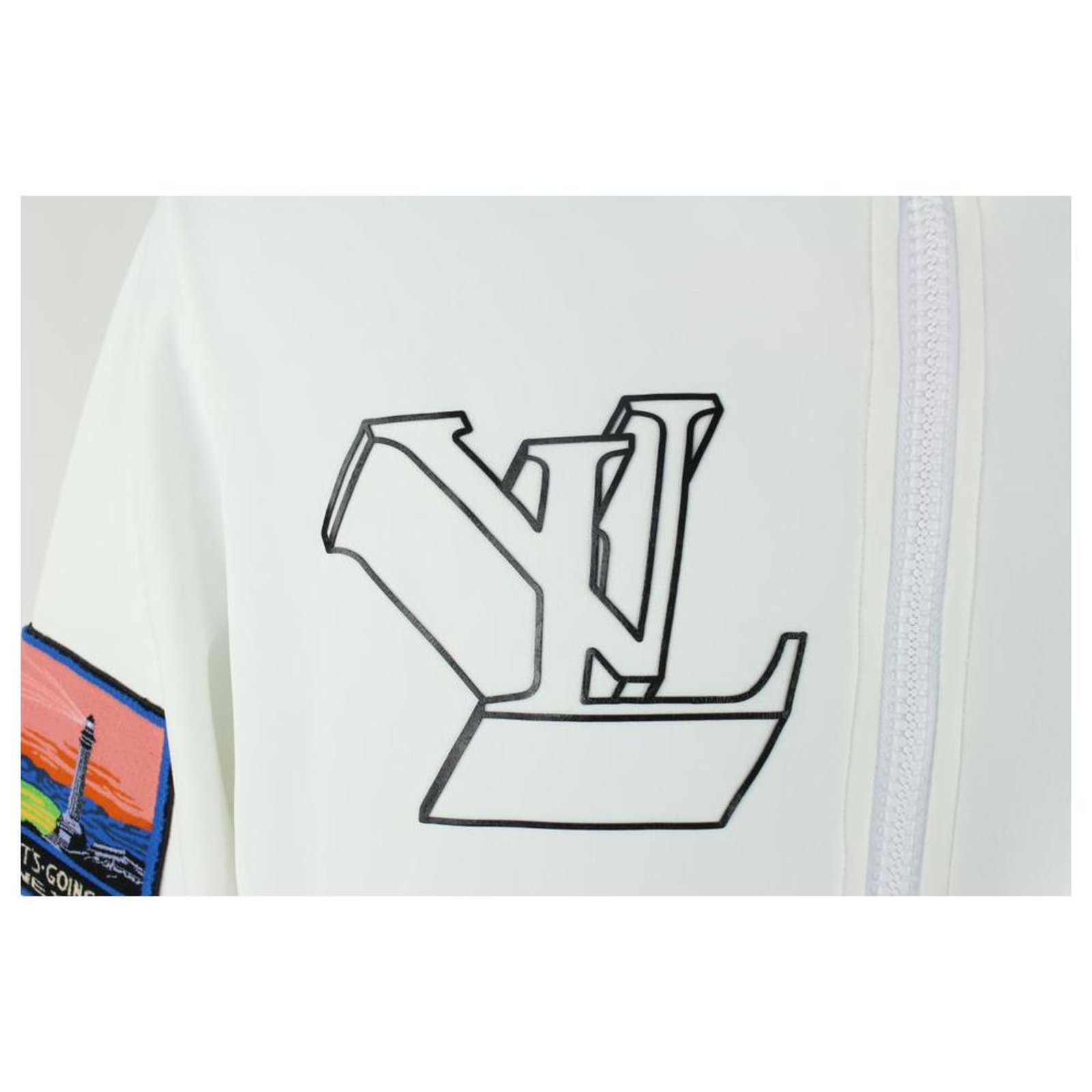 Louis Vuitton White (runway) Virgil Ablow Patch Ss19 Sleeve Zip Up Jacket  ref.289976 - Joli Closet
