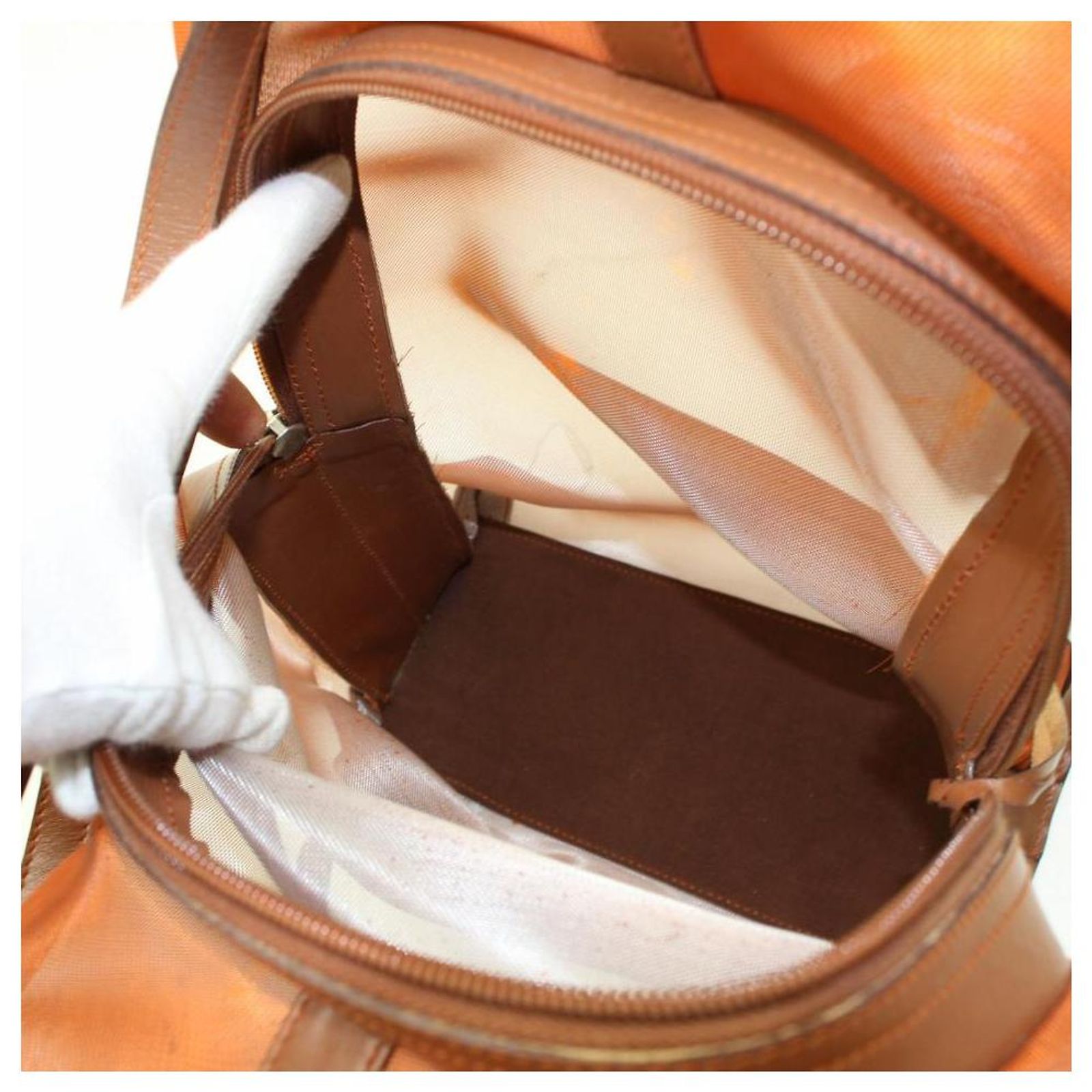 Loewe Mesh Backpack with Pouch Orange Nylon Tote ref.290008 