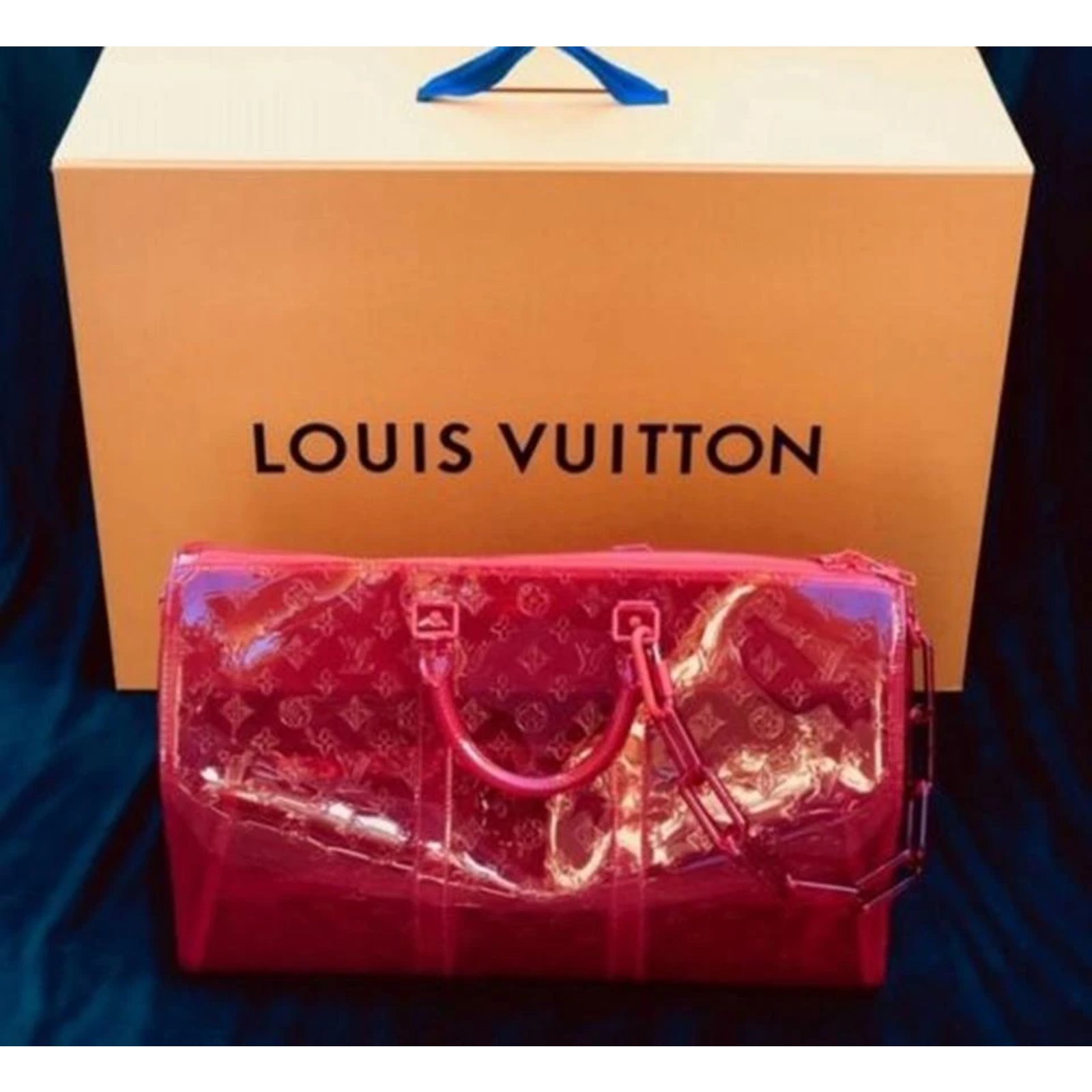 Louis Vuitton Keepall Rgb Clear Ss19 Virgil Abloh Bandouliere 50 Red Pvc  Weekend/Travel Bag Leather Chain Resin ref.290219 - Joli Closet