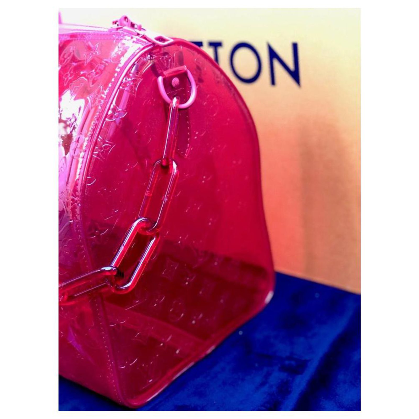 Louis Vuitton Red Transparent 'Keepall 50' Duffle Bag