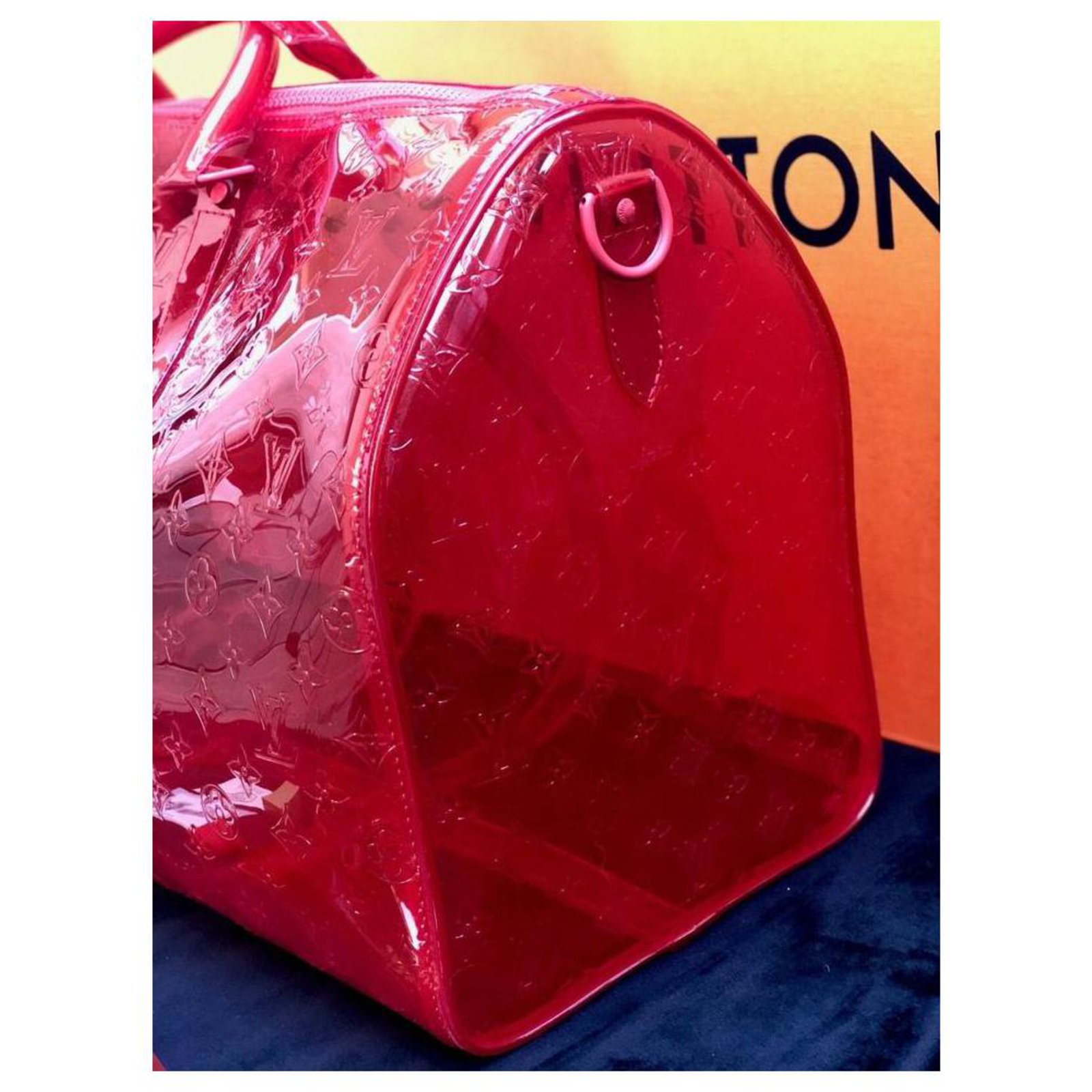 Louis Vuitton Keepall Rgb Clear Ss19 Virgil Abloh Bandouliere 50 870439 Red  Pvc