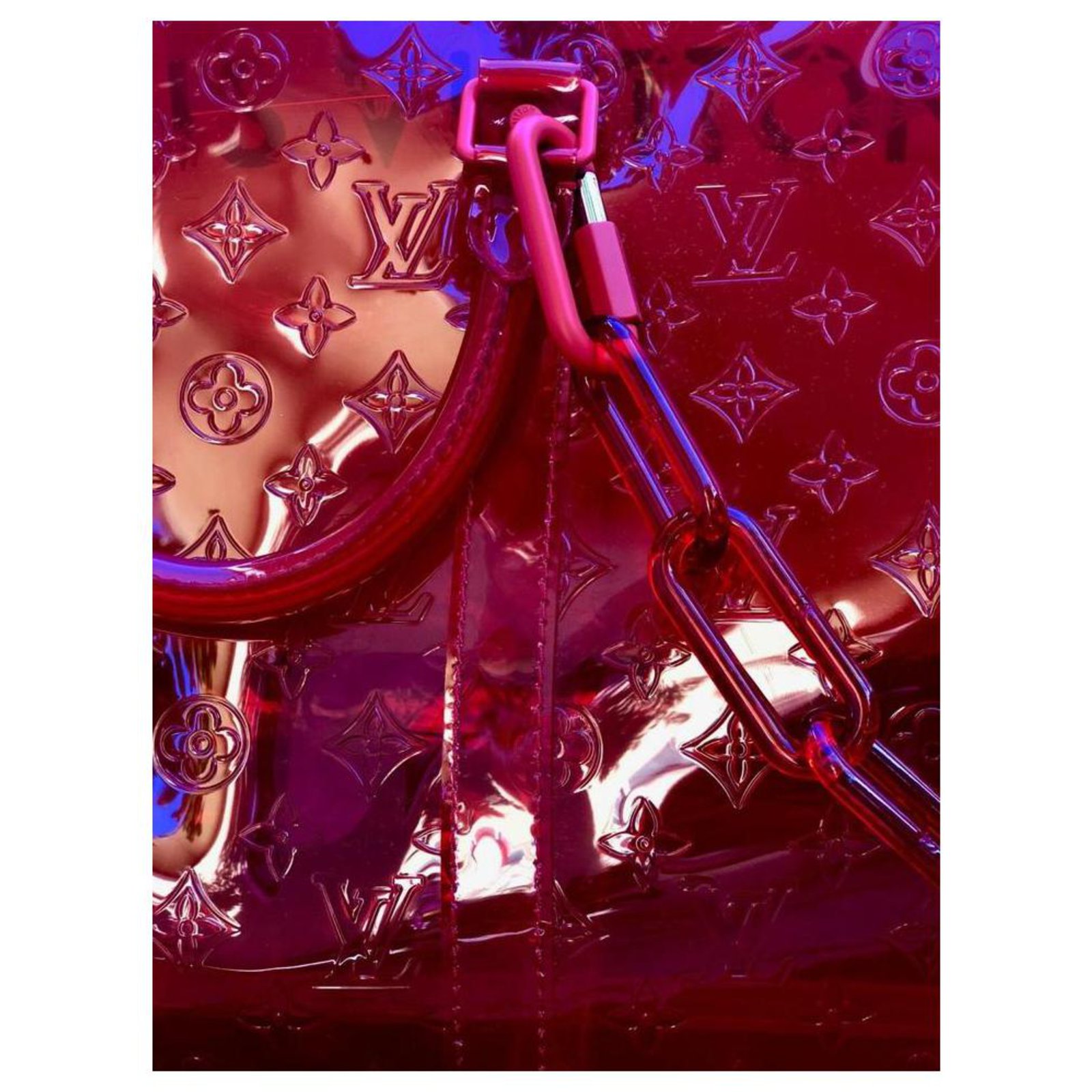Louis Vuitton Virgil Abloh Transparent Red Monogram Keepall