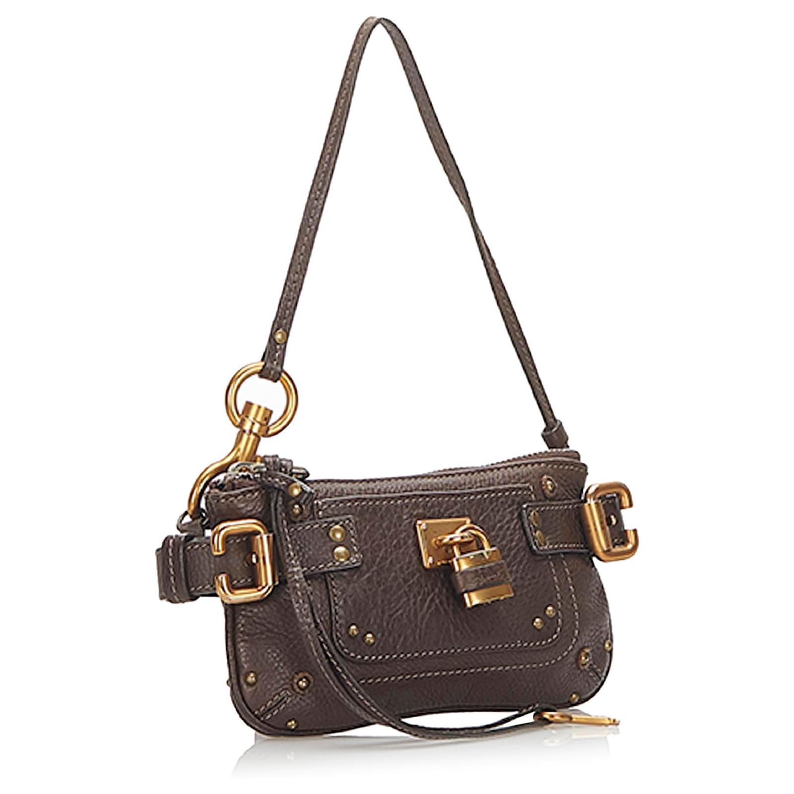 Chloé Chloe Black Paddington Leather Baguette Golden Pony