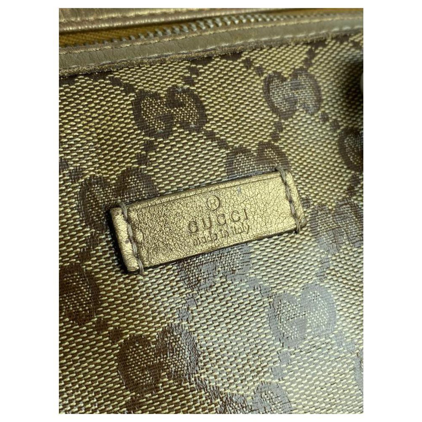 Gucci Joy GG Supreme Crystal Gold Boston Bag