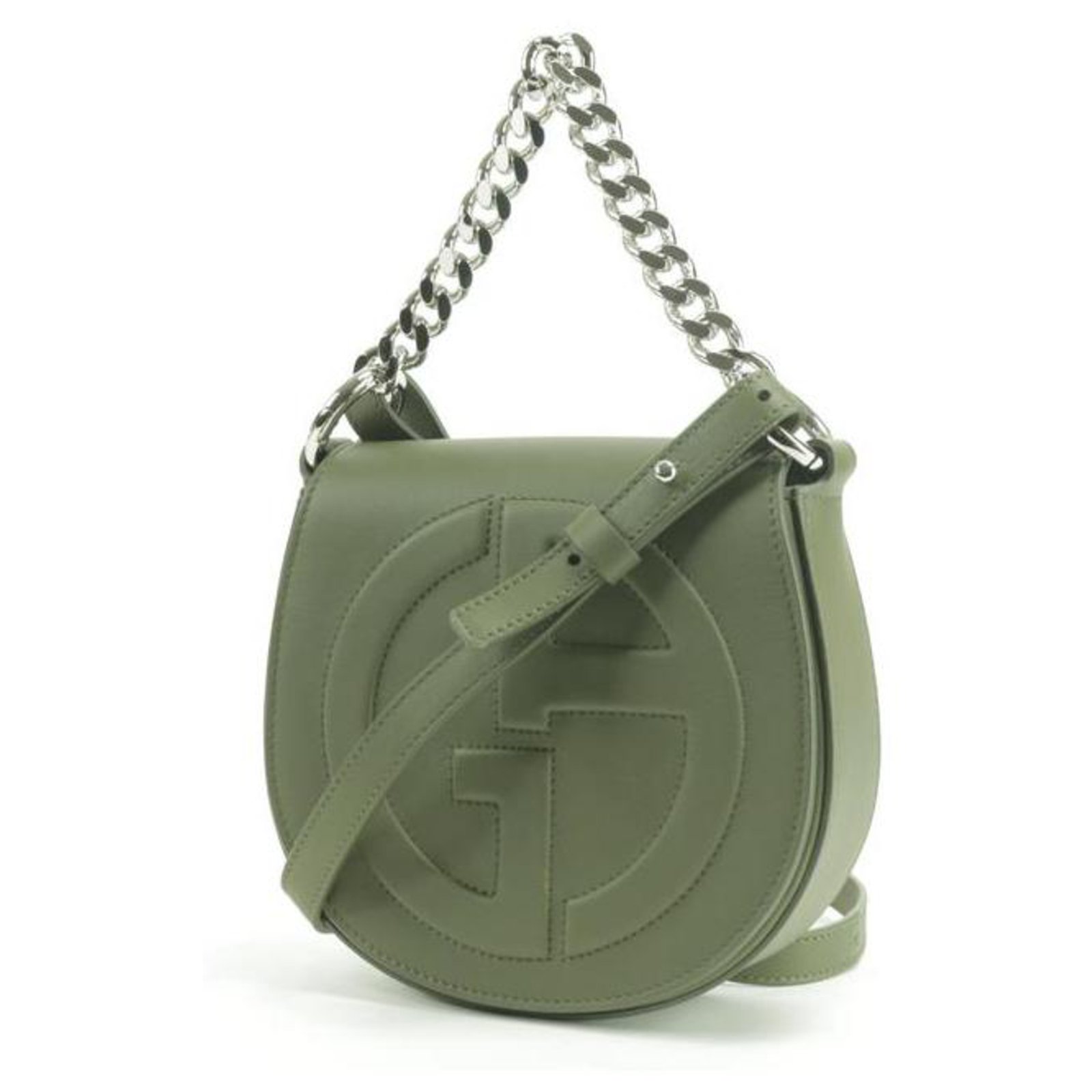 Giorgio Armani Logo Flap-Top Green Leather Crossbody Plastic ref.291432 -  Joli Closet