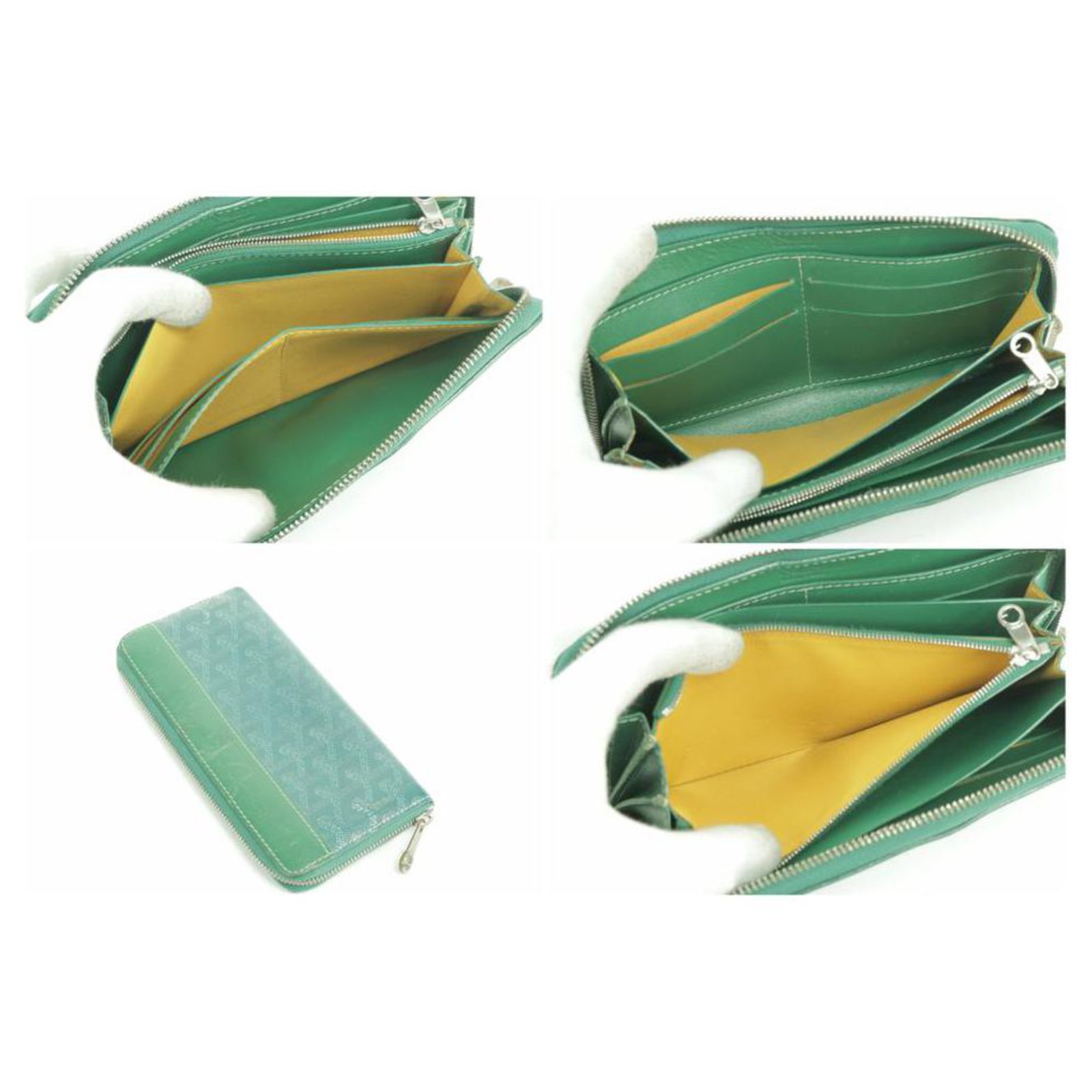 Goyard Matignon GM Green Chevron Zip Wallet Leather ref.291445 - Joli Closet