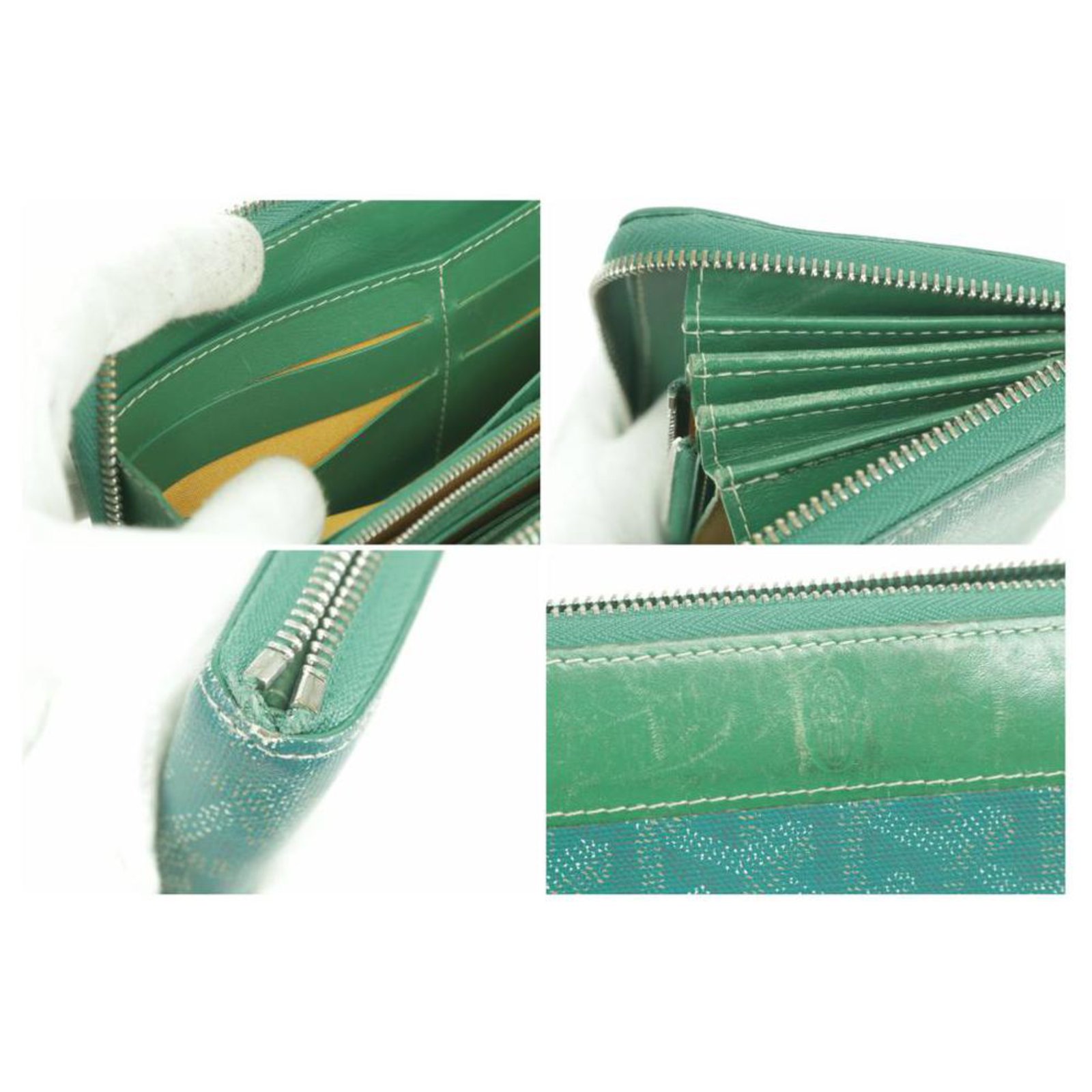 Goyard Matignon GM Green Chevron Zip Wallet Leather ref.291445