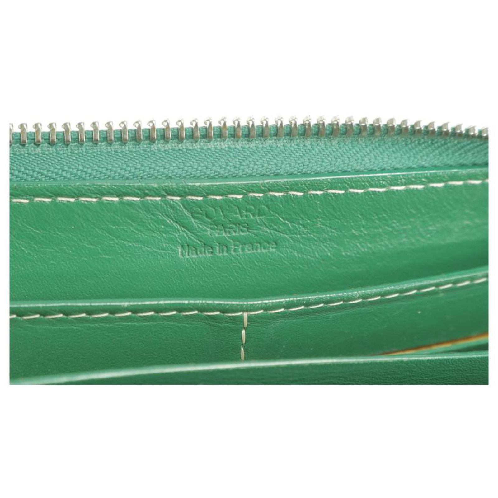 Goyard Green Matignon Gm Chevron Zip 224311 Wallet at 1stDibs