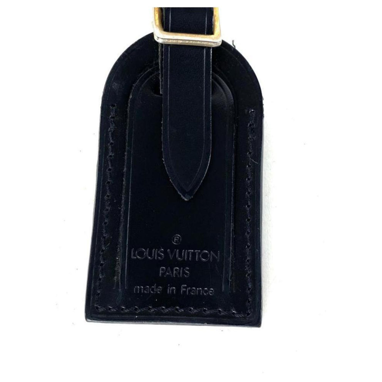 Louis Vuitton Black Leather Luggage Tag Bag Charm ref.291531