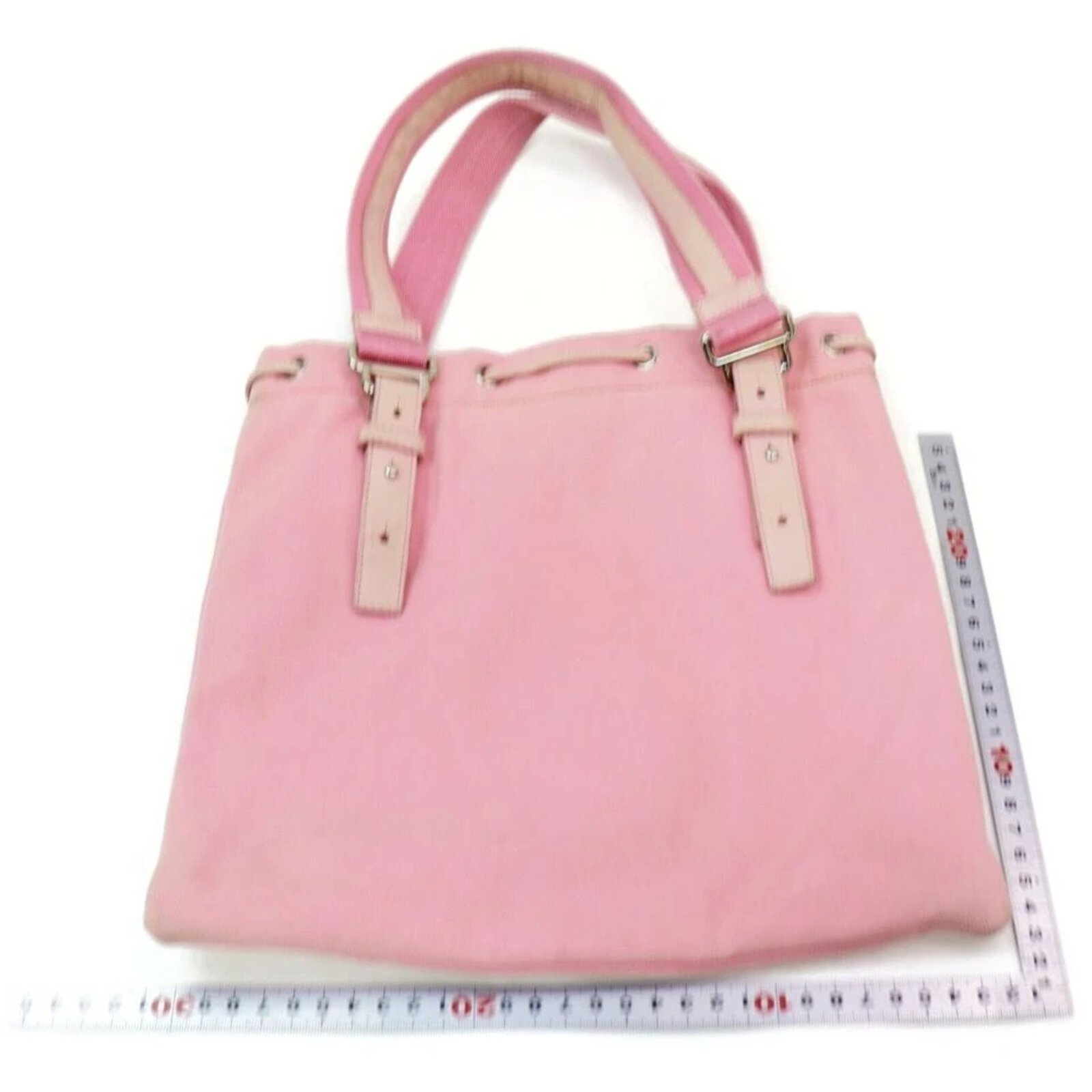 Others Saint Laurent Kahala Pink Canvas & Velvet YSL Logo Tote Bag