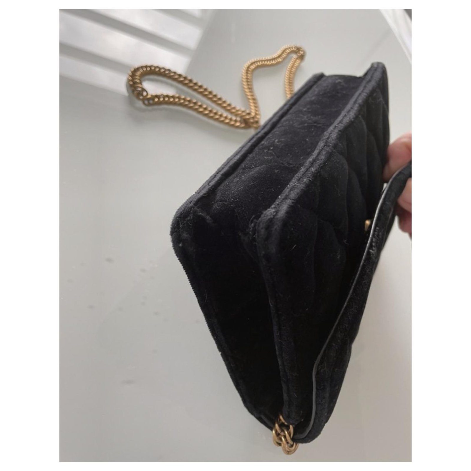 Balenciaga BB Chain bag in black velvet ref.292539 - Joli Closet