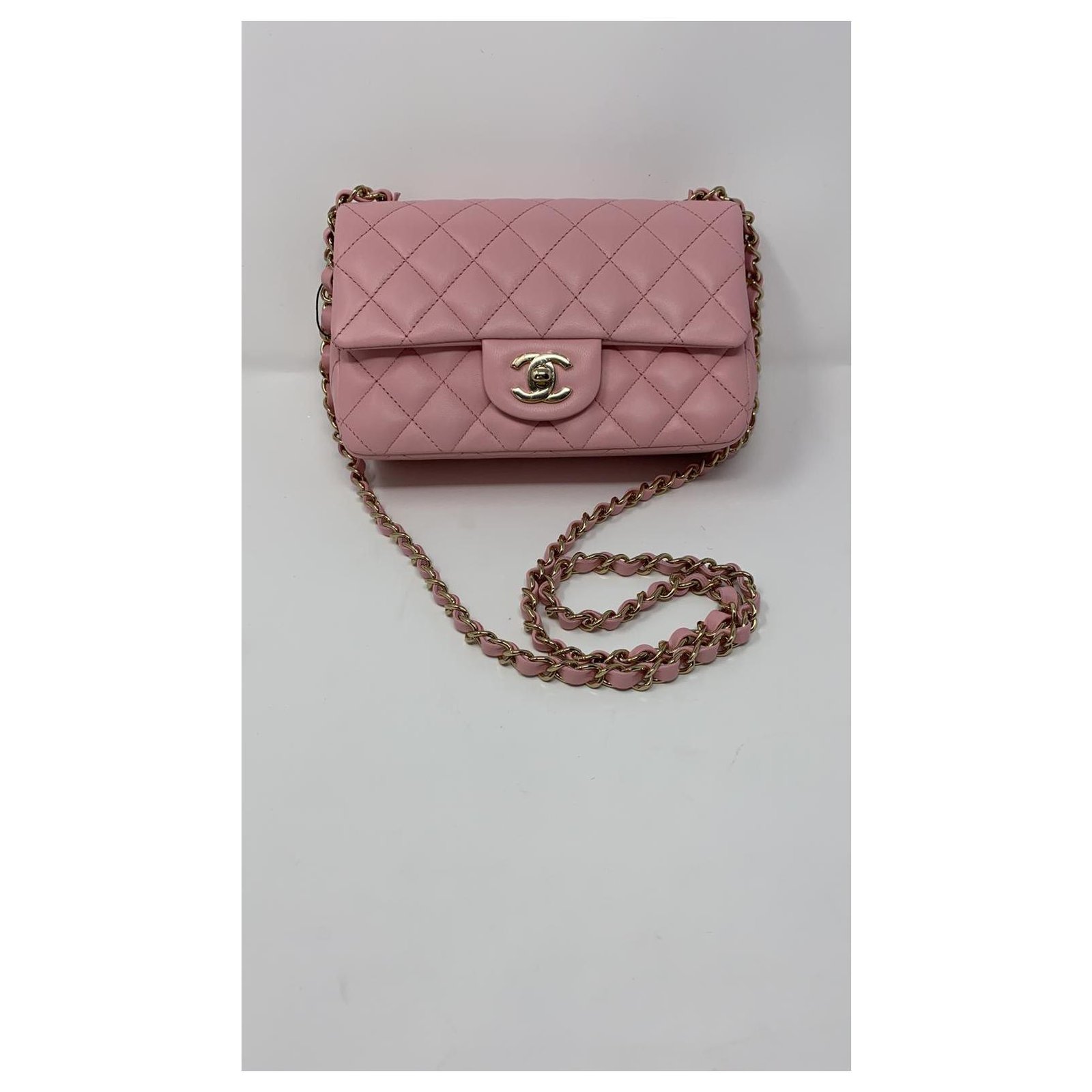 chanel mini flap bag Lambskin Black Pink Leather ref.292824 - Joli Closet