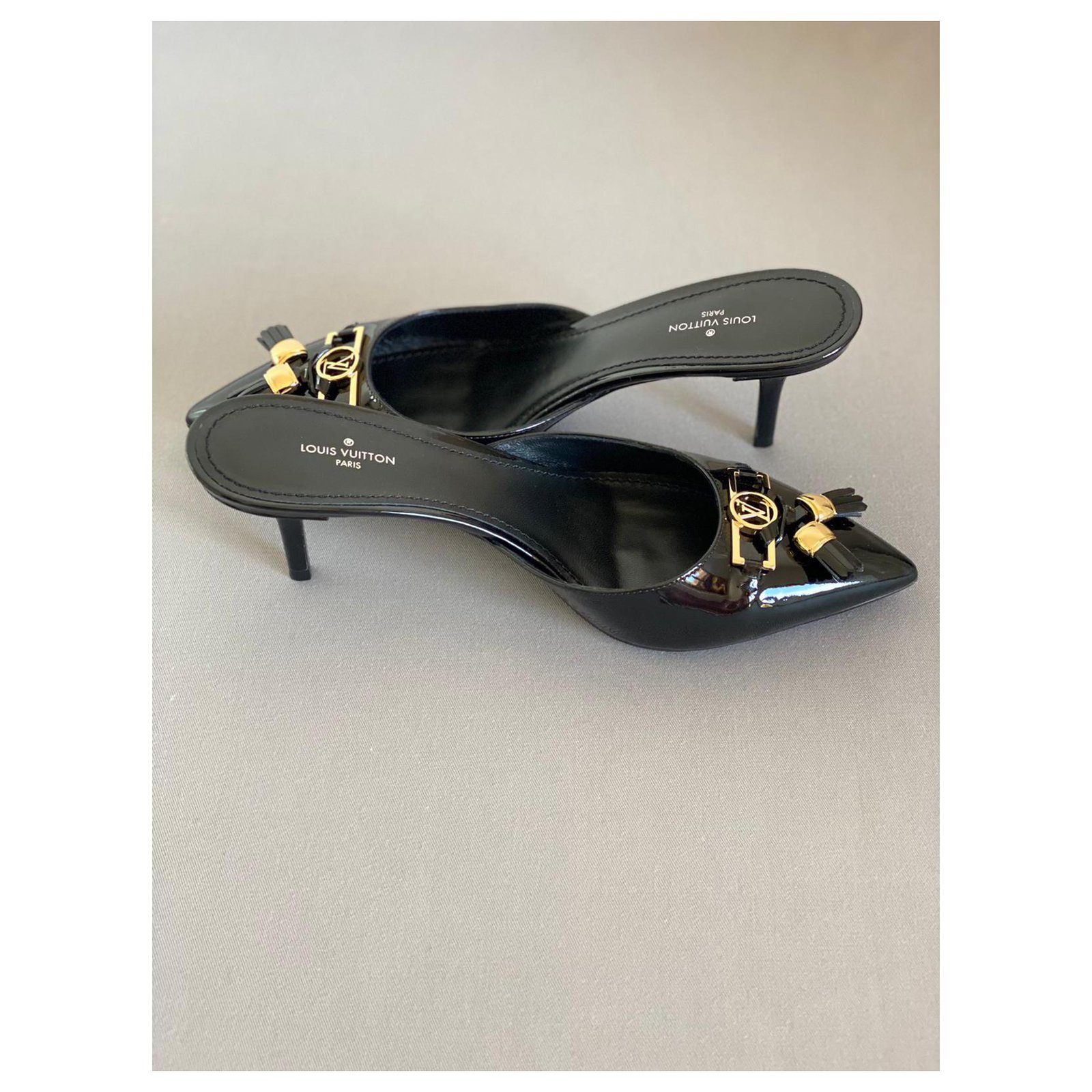 Louis Vuitton insider mules Black Patent leather ref.293196 - Joli Closet