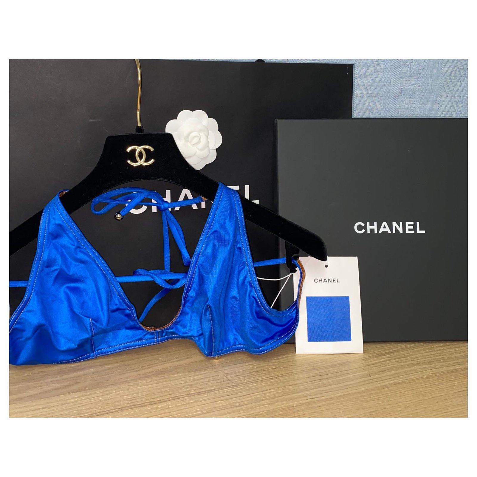 Chanel, Blue crocheted sleeveless dress Viscose ref.1003613 - Joli Closet
