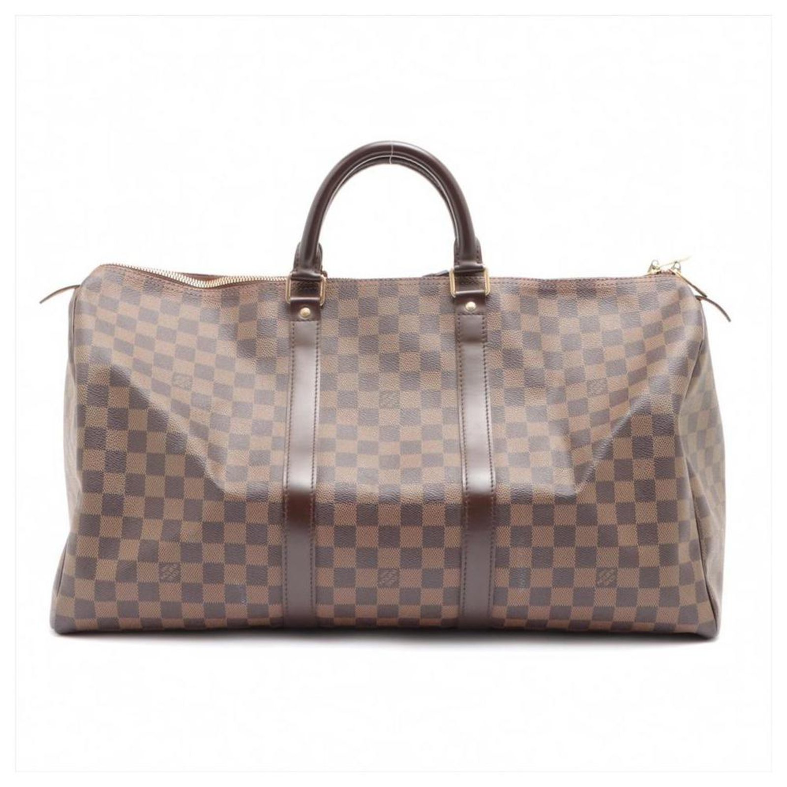 Louis Vuitton Discontinued Rare Damier Keepall 50 duffle bag Brown Leather  ref.293492 - Joli Closet