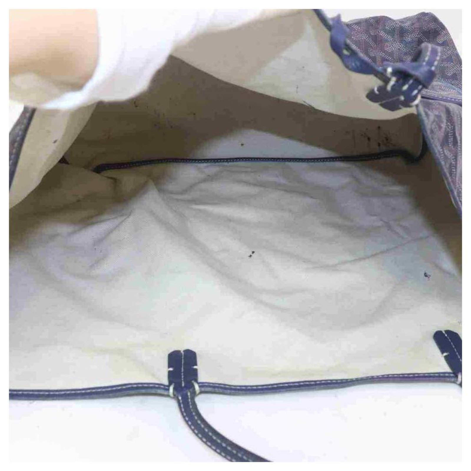 Goyard Navy Blue Chevron St Louis Tote Bag with Pouch Leather ref.293644 -  Joli Closet