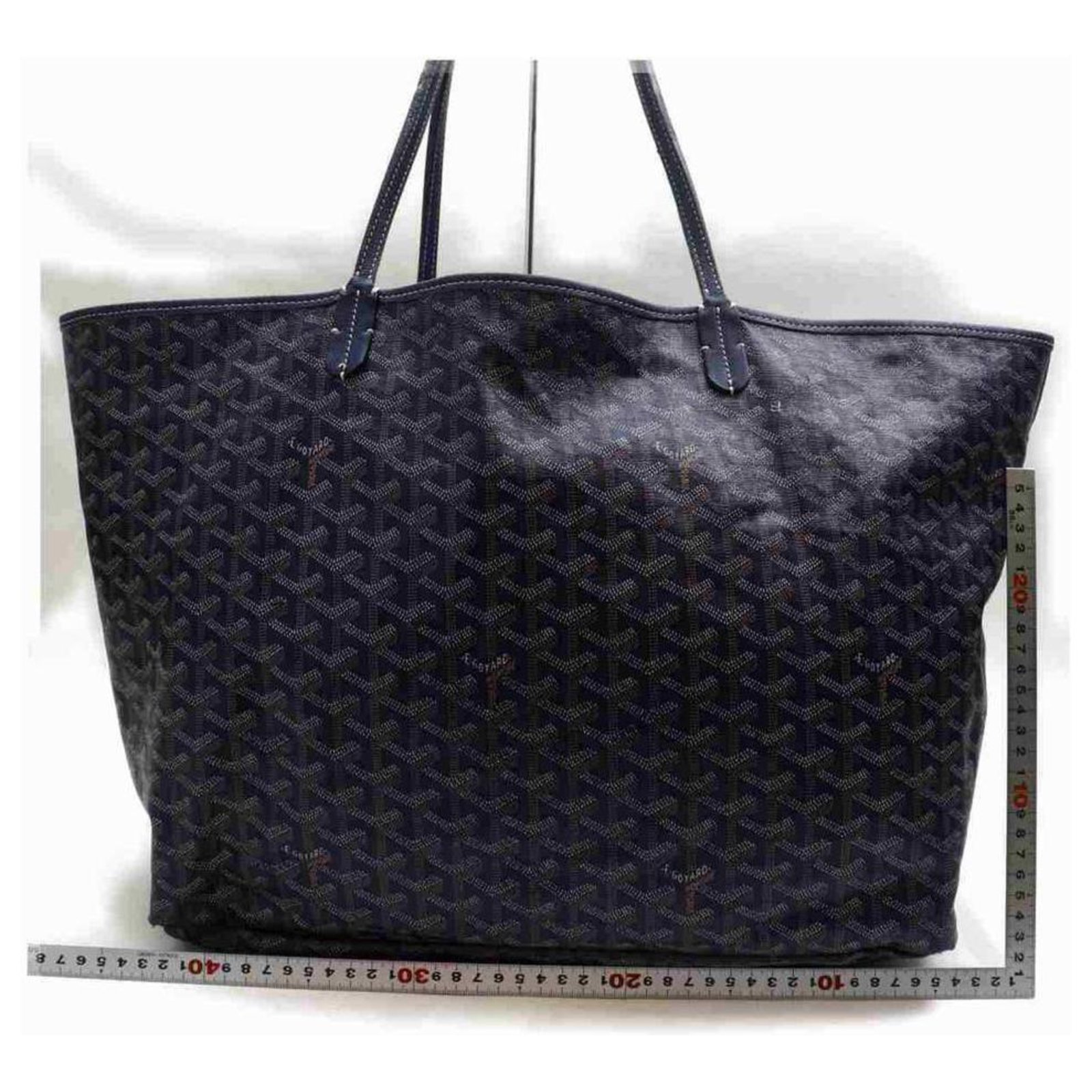 Goyard Navy Blue Chevron St Louis Tote Bag with Pouch Leather ref.293644 -  Joli Closet