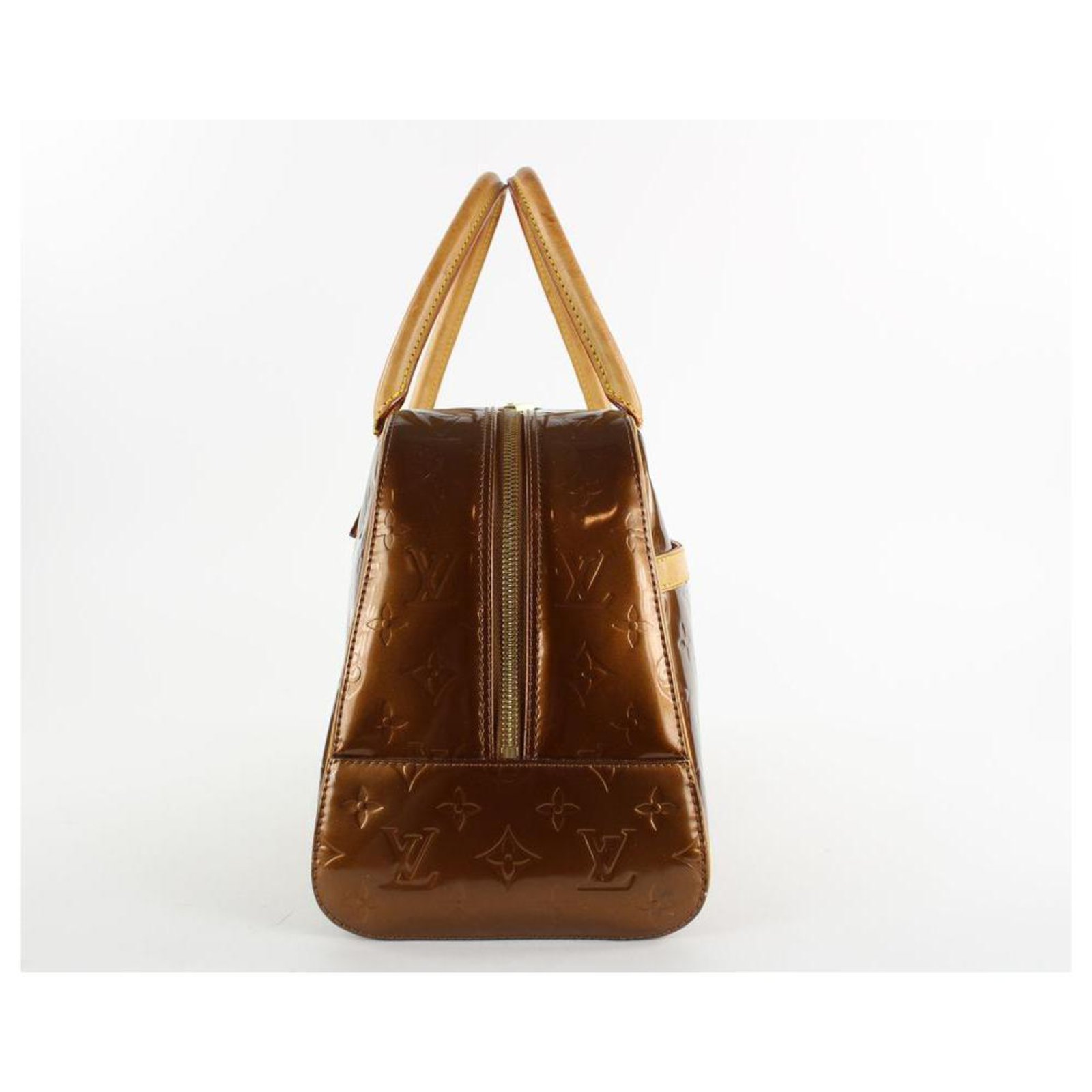 Louis Vuitton Tompkins Square Boston Copper Brown Monogram Vernis Leather  and calf leather Shoulder Bag ref.293668 - Joli Closet